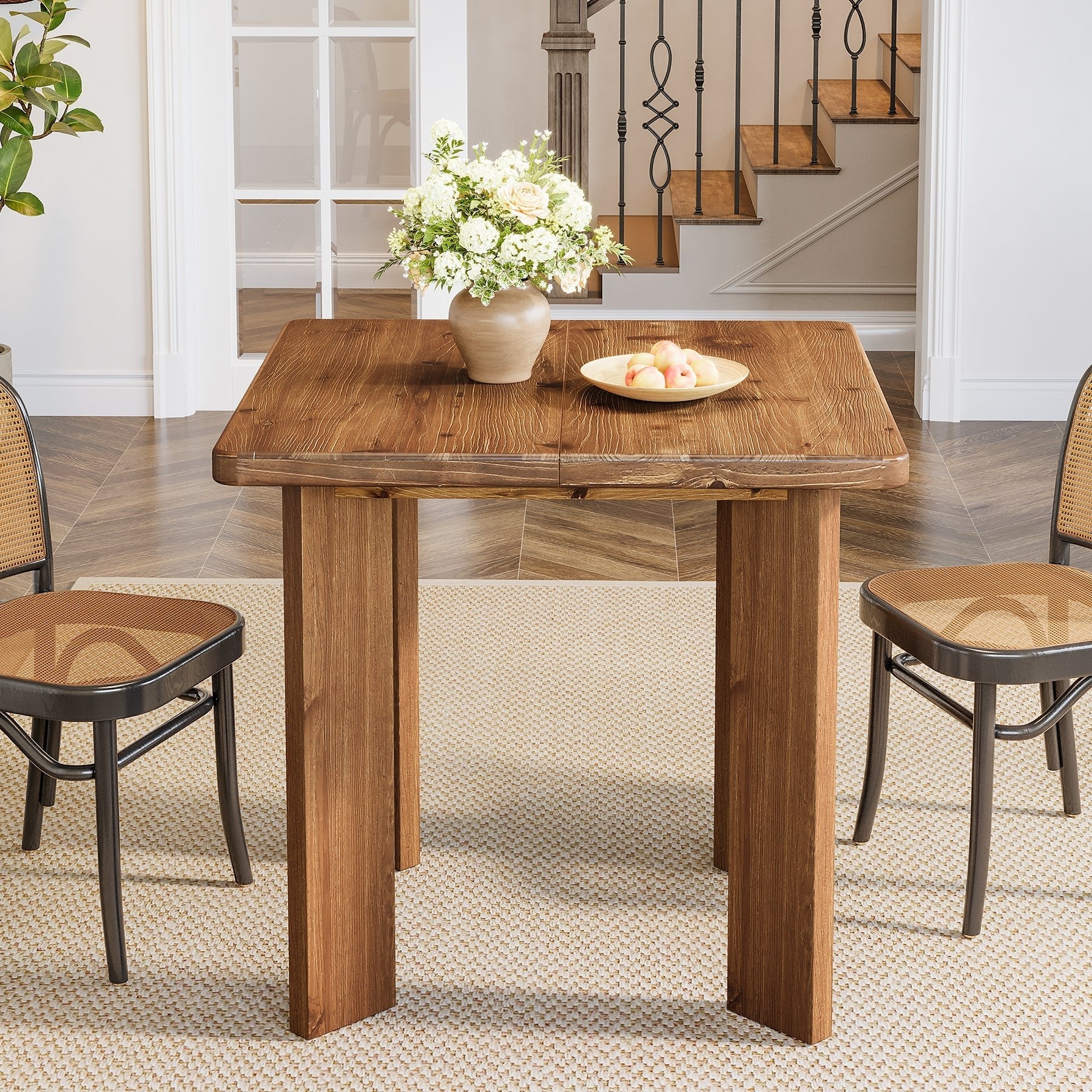 31.5" Square Dining Table, Solid Wood Farmhouse Kitchen Table for 2-4
