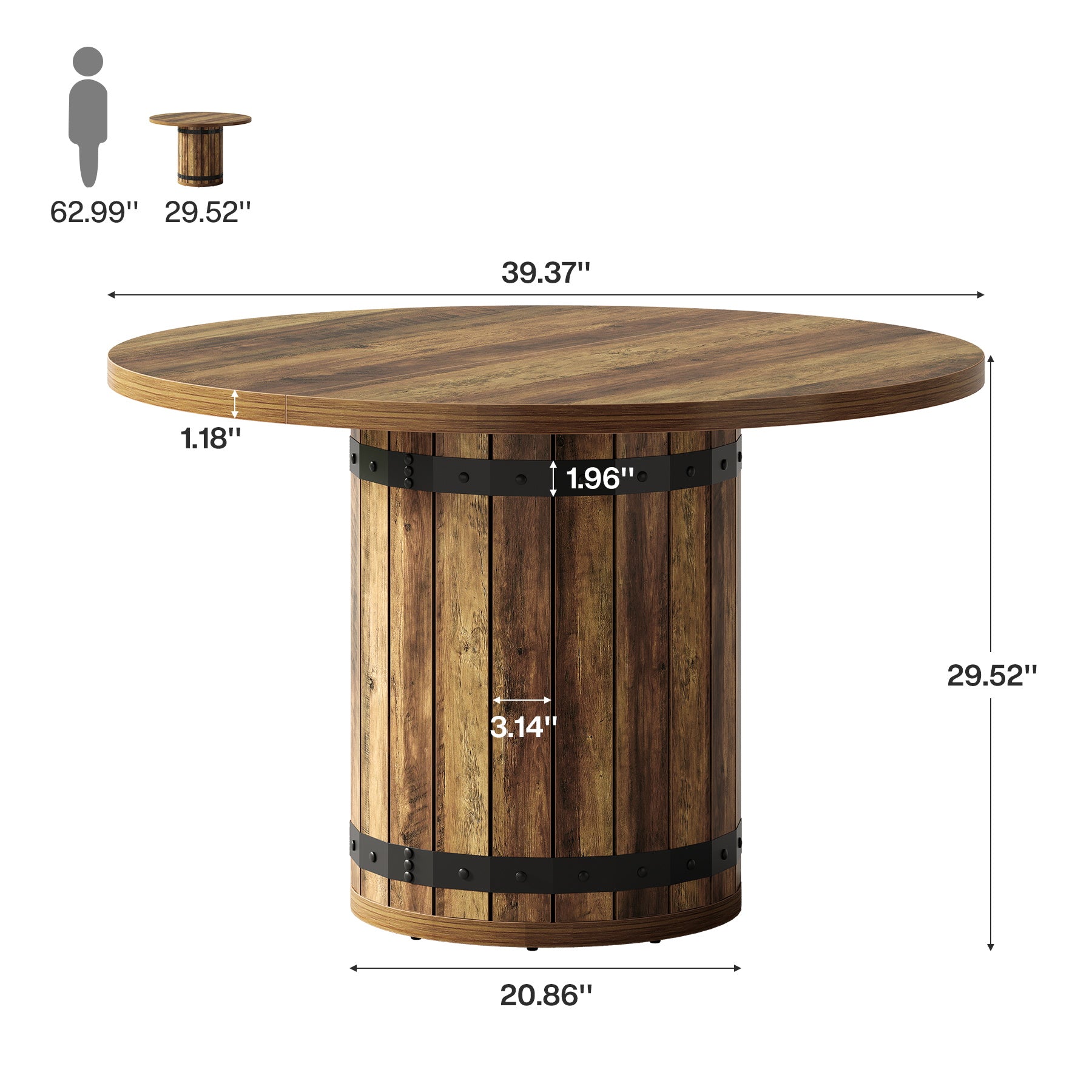 Tribesigns 39.37-Inch Round Dining Table, 4-Person Kitchen Table