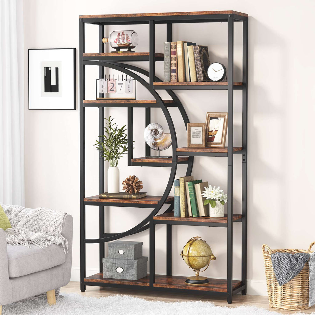 37.4 Inch 5 Tier Industrial Bookshelf Living Room Bedroom Home Office