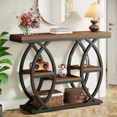 39" Console Table, 4-Tier Sofa Table Entryway Table with Storage Shelves 3