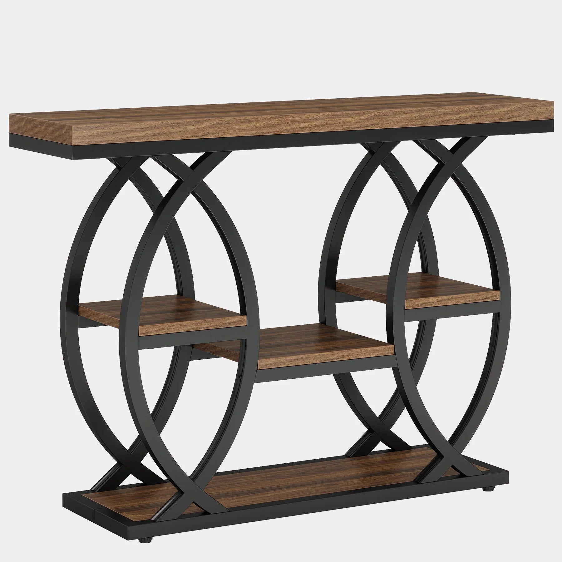 39" Console Table, 4-Tier Sofa Table Entryway Table with Storage Shelves