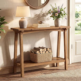 39.4” Small Entryway Table, 2-Tier Solid Wood Console Table for Living Room 3