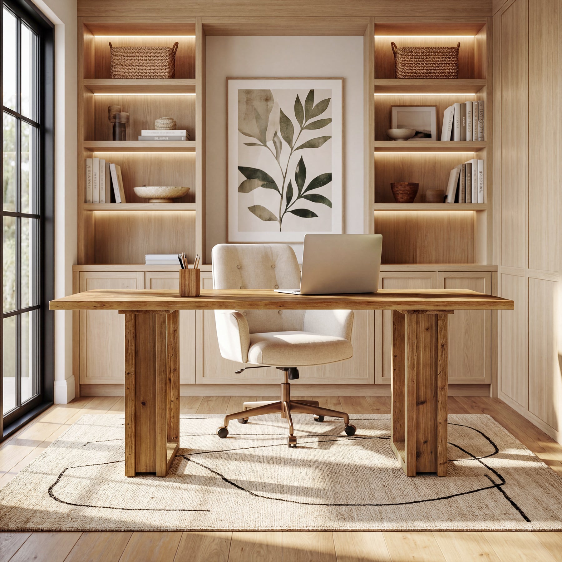Tribesigns 63-Inch Solid Wood Office Desk, Farmhouse Computer Desk for Home Office and Study