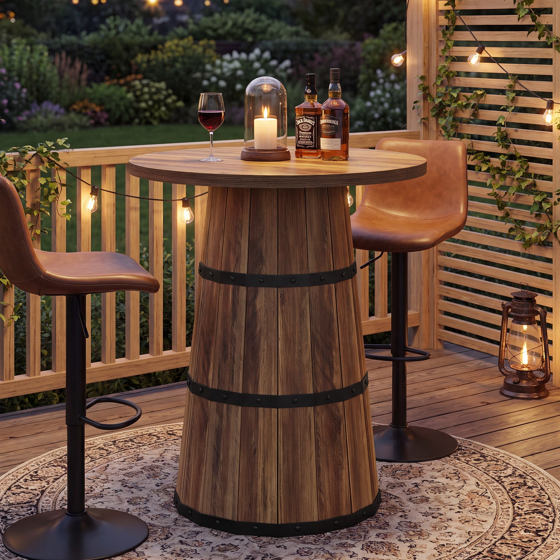 Tribesigns 31.5-Inch Round Bar Table with Barrel Base, Farmhouse Pub Table for Kitchen and Home Bar