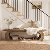 Tribesigns 63 Inch Shoe Bench with Storage, Entryway Bench with Open Shelves for Bedroom and Living Room 3