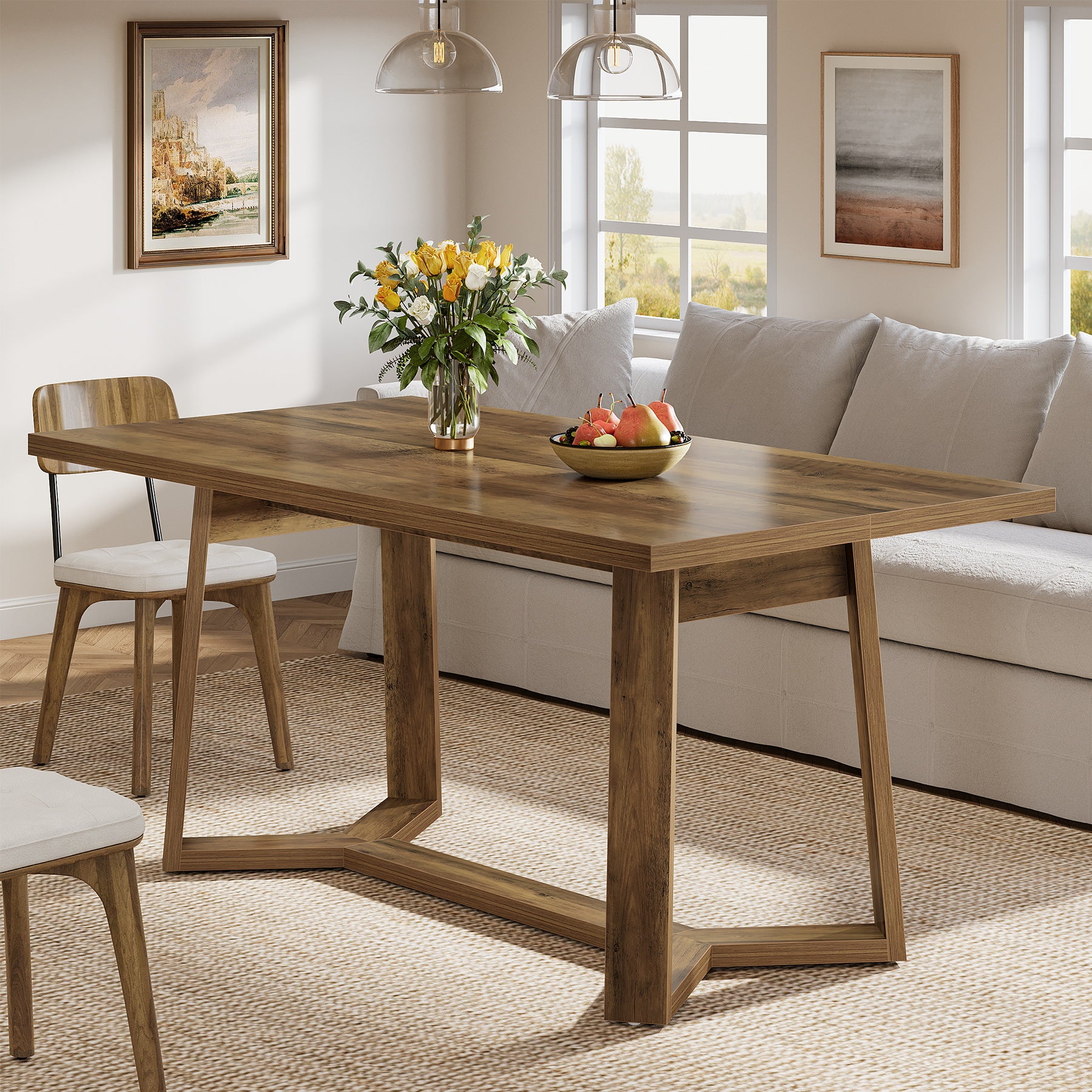 Tribesigns 47-Inch Wood Dining Table with 250 lb Capacity, Farmhouse Rectangle Table for Kitchen