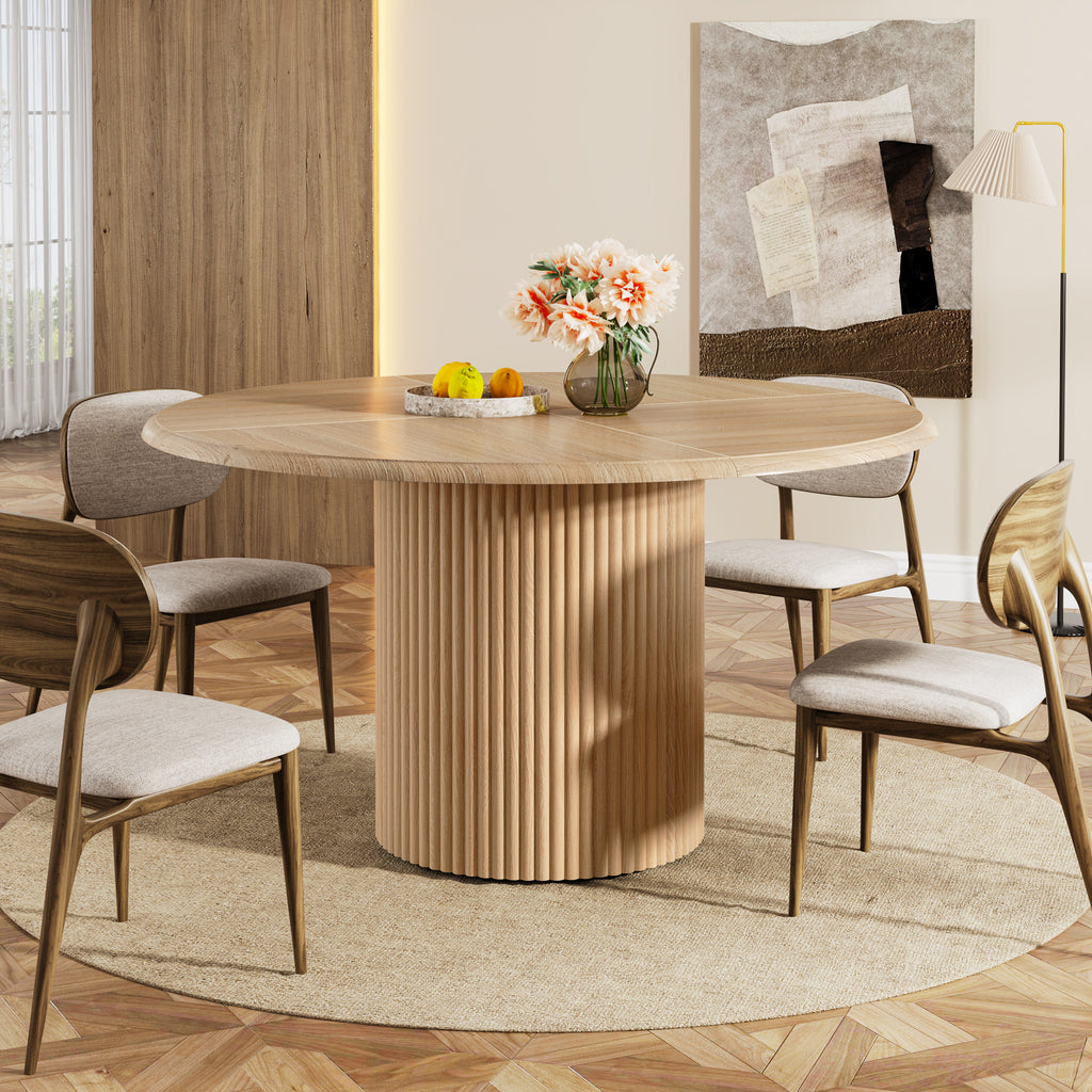 Modern Round Dining Table 47 Inch 4 Seater Metal Base