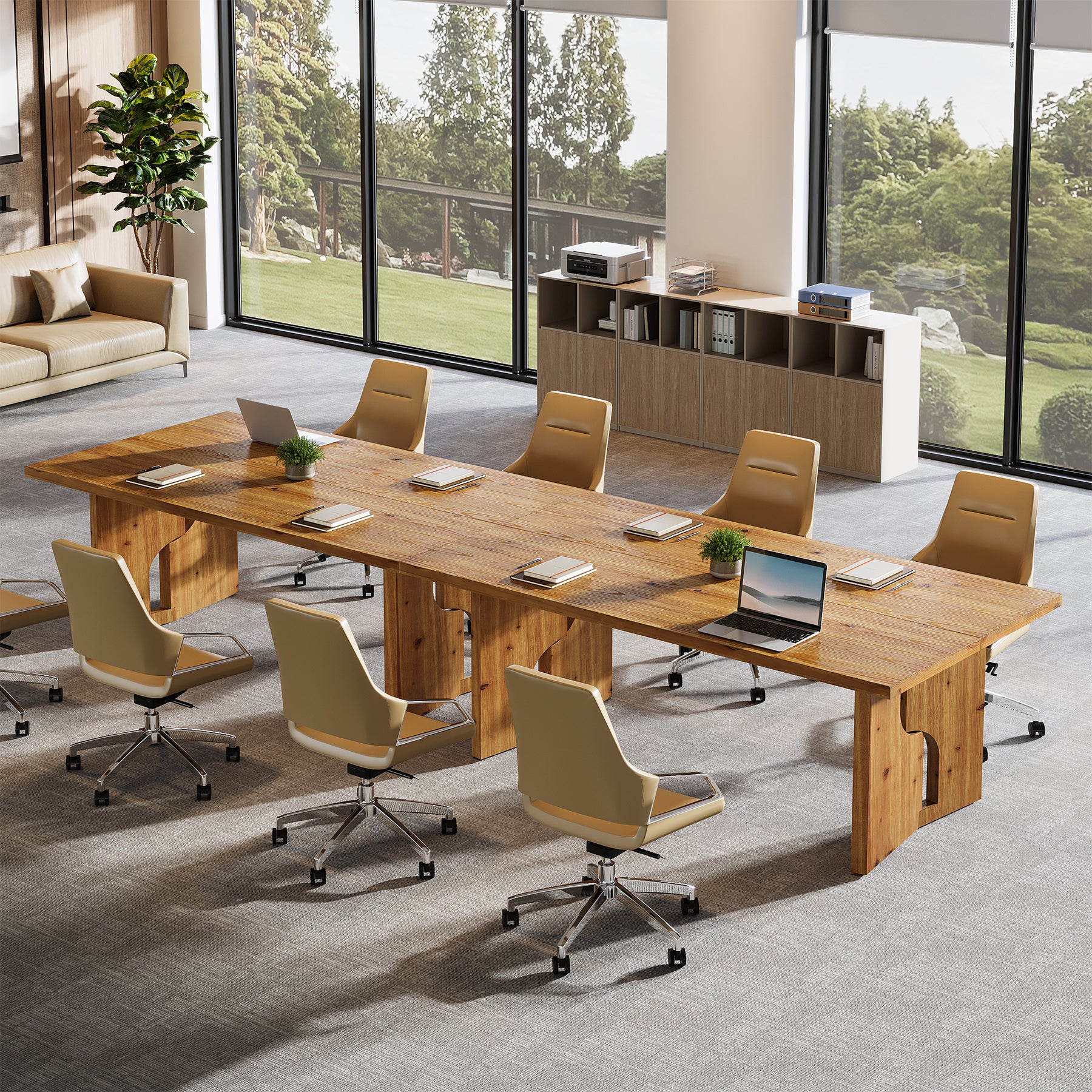 Tribesigns 63-Inch Solid Wood Executive Desk with Cutout Bases, Large Office Desk for Home Office
