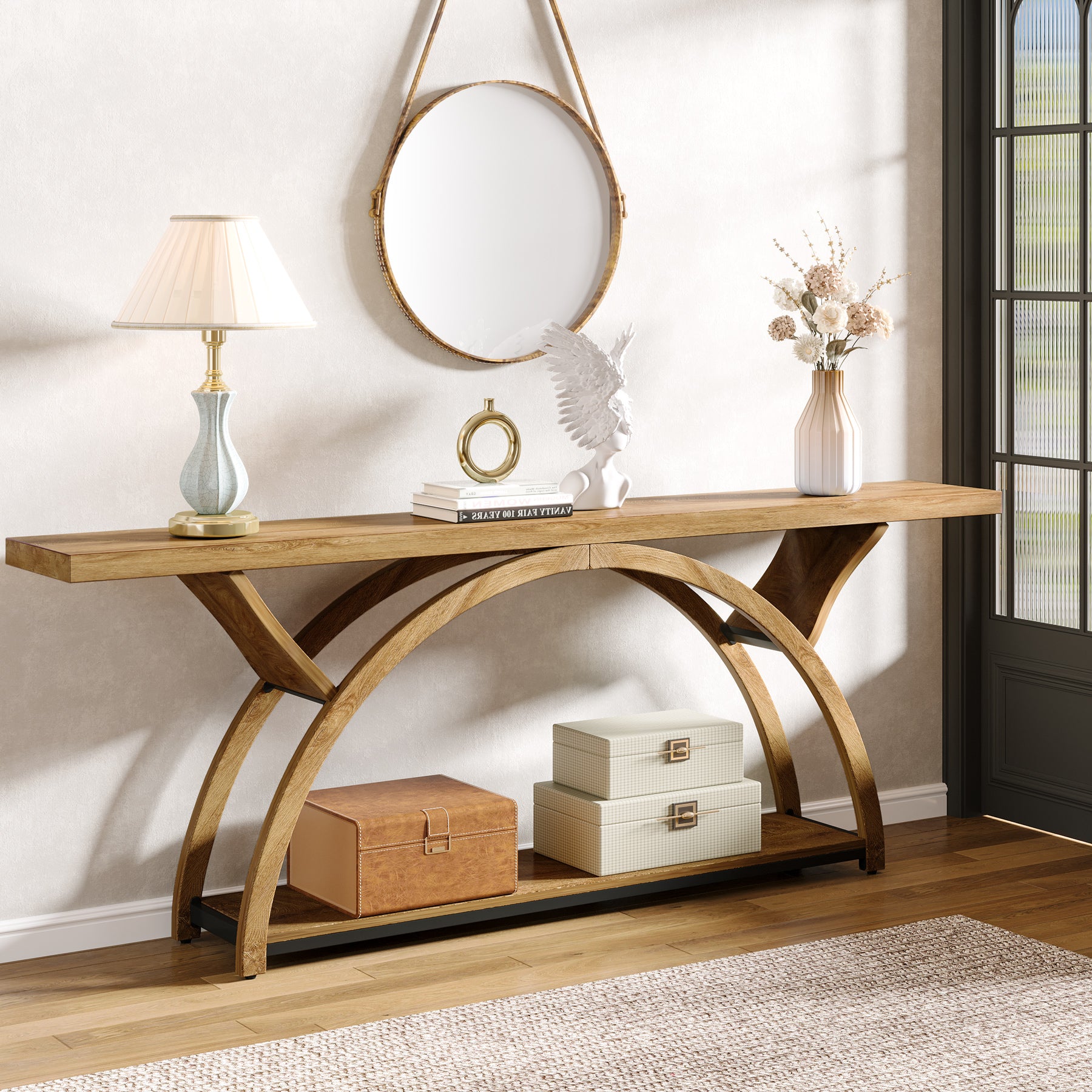 Tribesigns 70.87-Inch Rustic Console Table with Storage Shelf, Narrow Sofa Table for Entryway and Hallway