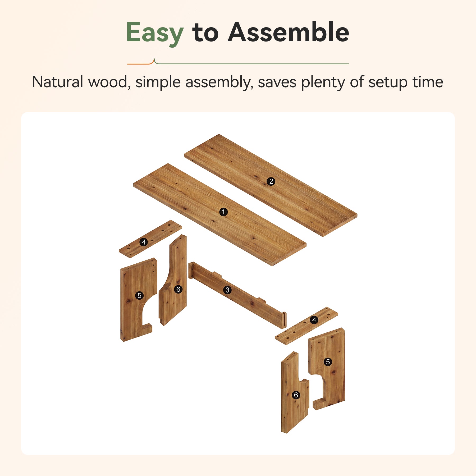 Tribesigns 63-Inch Solid Wood Dining Table with Cutout Bases, Farmhouse Table for Dining Room
