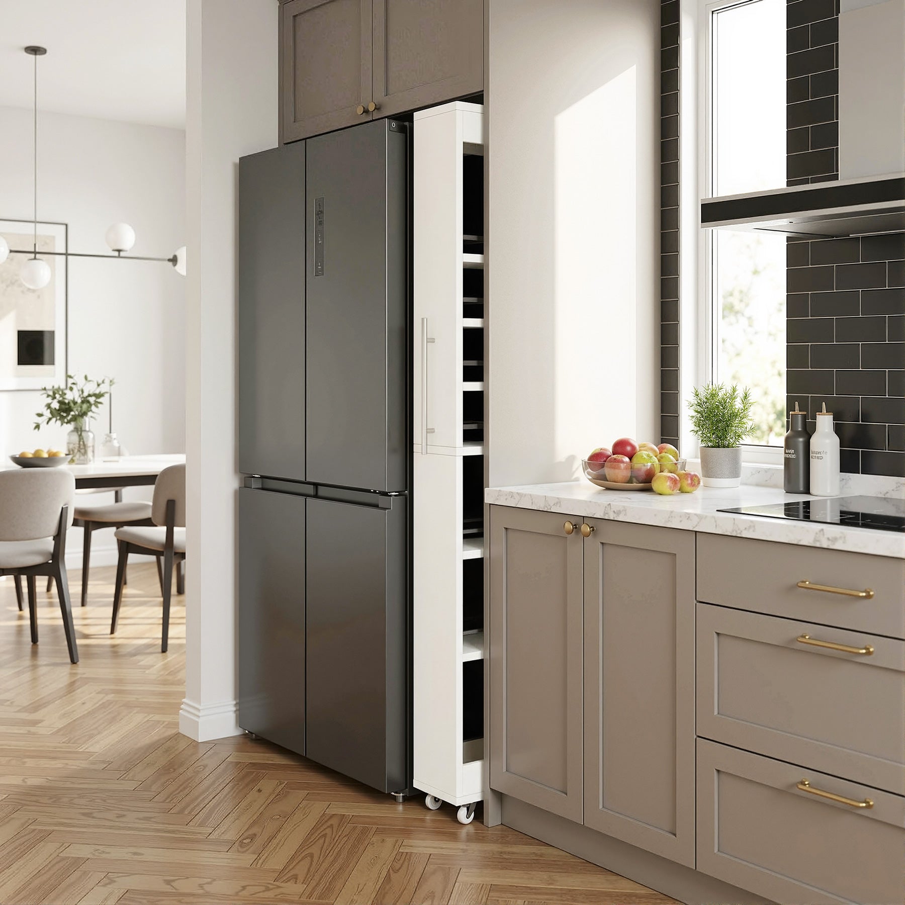 73-Inch 7-Tier Slim Rolling Pantry Cart, Narrow Pull-Out Storage Rack for Kitchen Gaps