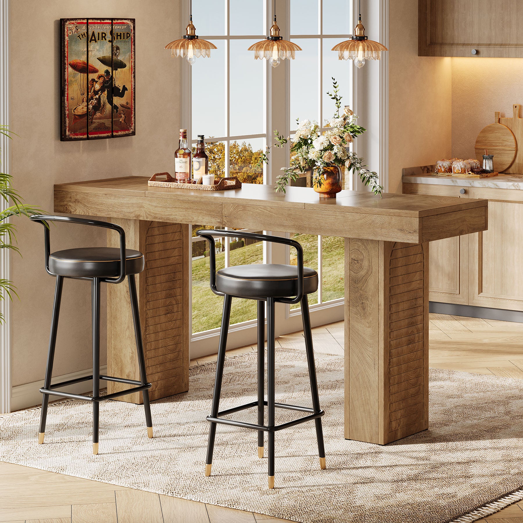 70.9 Inch Extra Long Bar Table for 4-6, Counter Height Pub Table for Kitchen and Home Bar