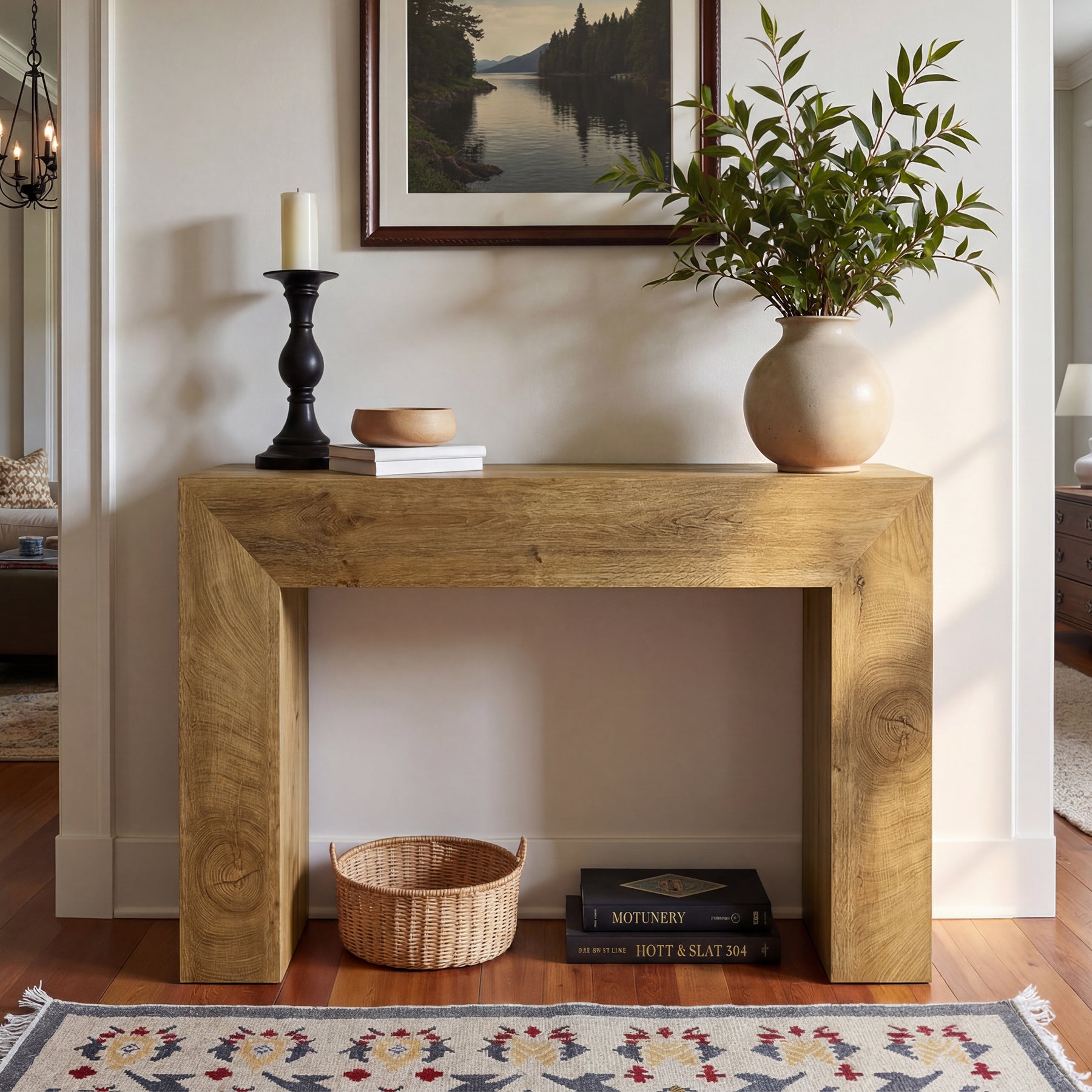 43.31" Console Table, Wooden Rectangular Sofa Table for Entryway and Living Room