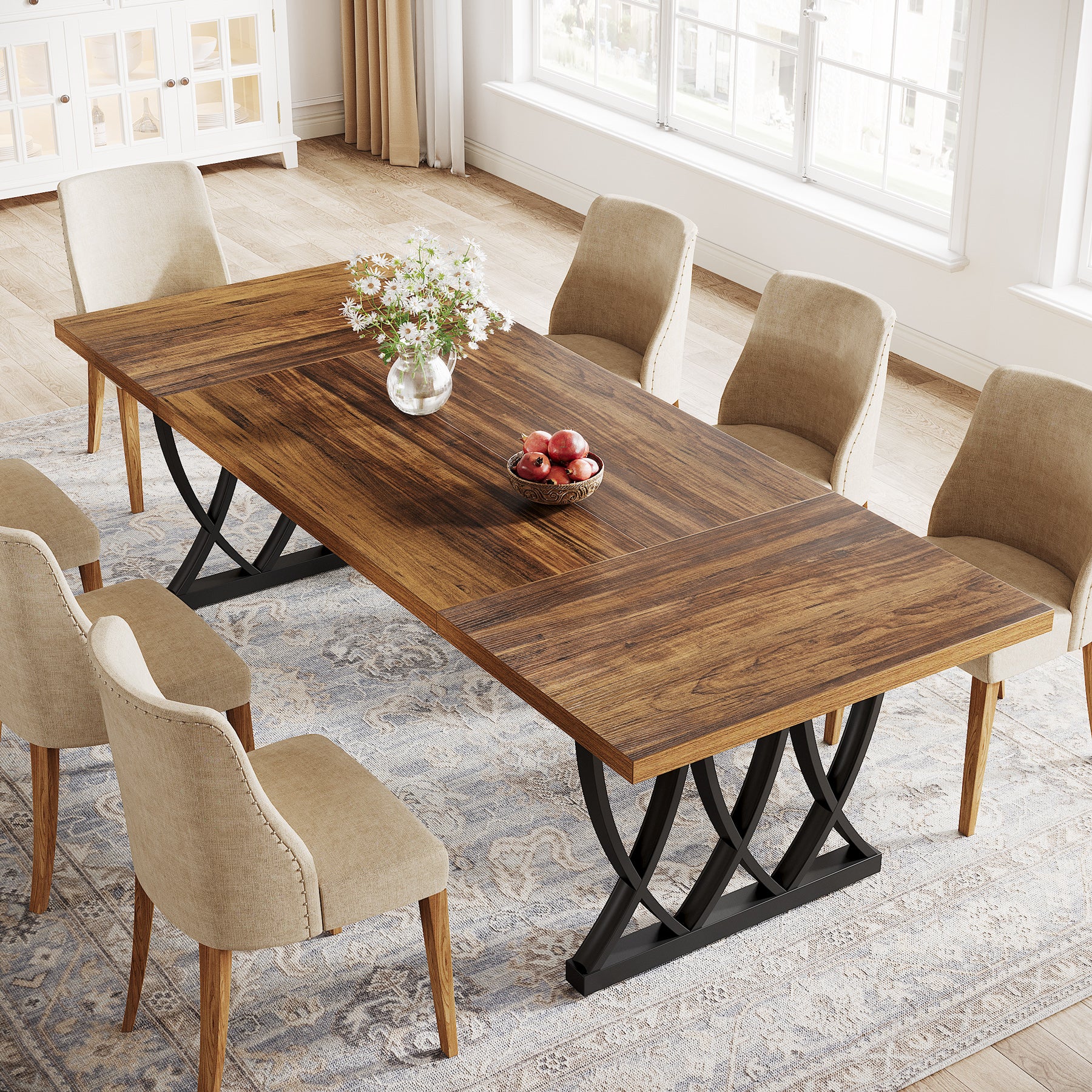Tribesigns 70.86-Inch Dining Table for 6-8 People, Rectangular Kitchen Table with Heavy Duty Metal Frame for Dining Room and Kitchen