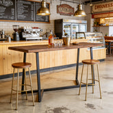 Tribesigns 63-Inch Solid Wood Bar Table with Metal Frame, Counter Height Pub Table for Kitchen 3