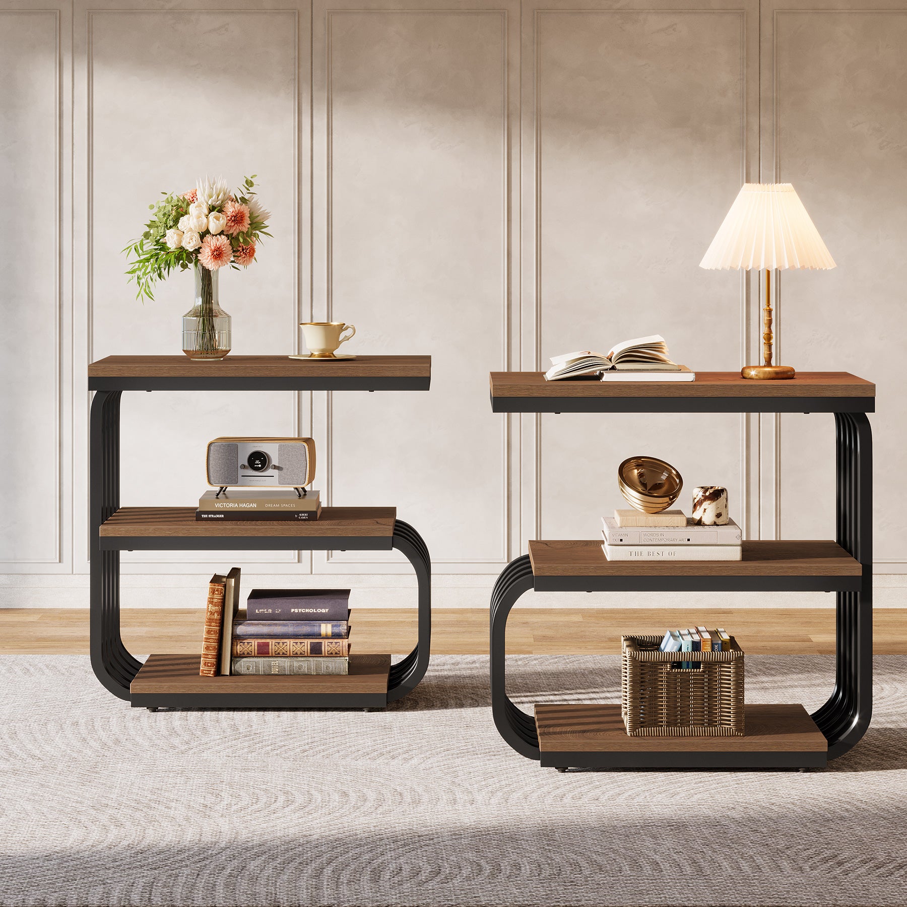 Tribesigns 3-Tier Narrow End Table, C-Shaped Side Table for Living Room