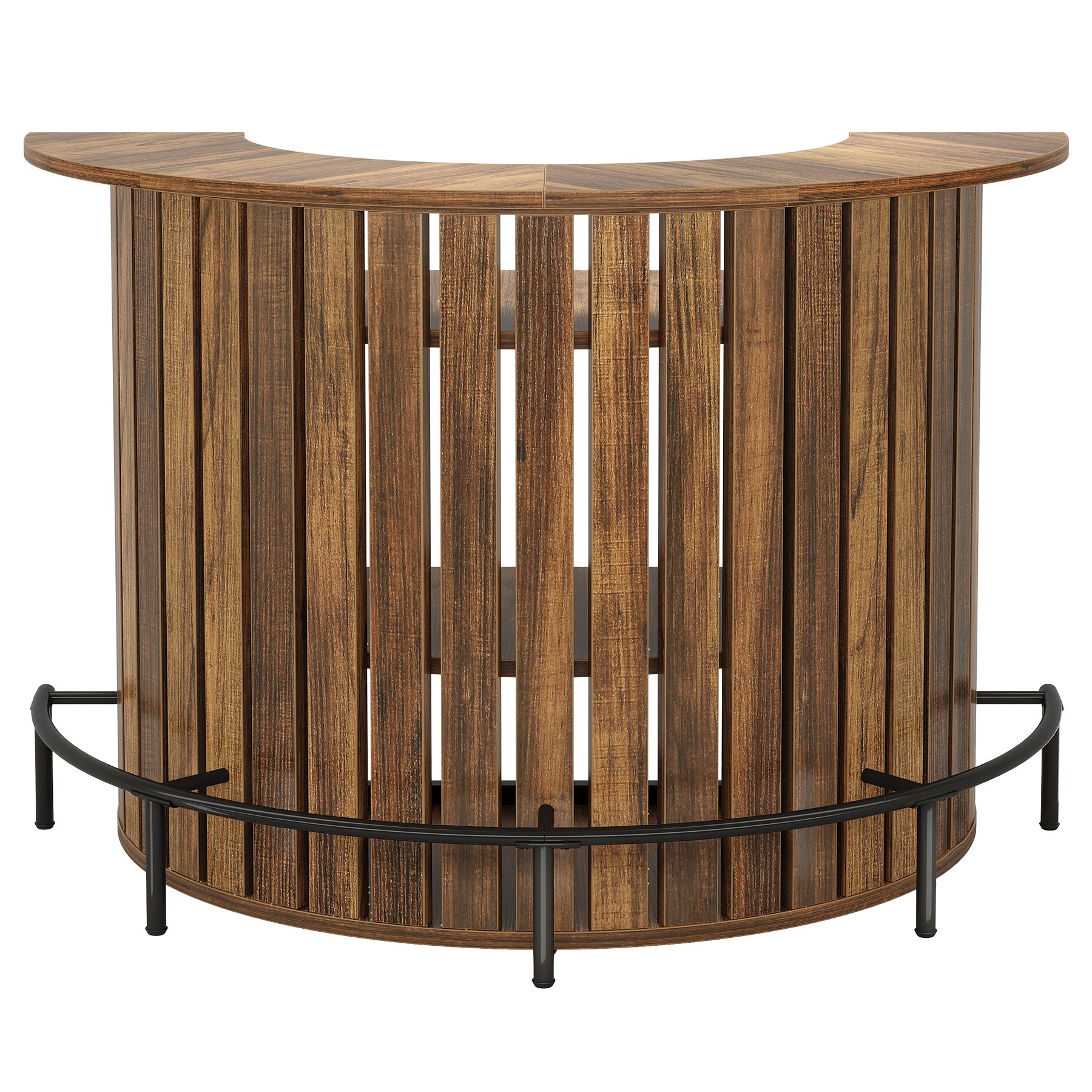 Tribesigns Bar Table with 4-Tier Storage and Footrest, Arc-Shaped Mini Home Bar Unit
