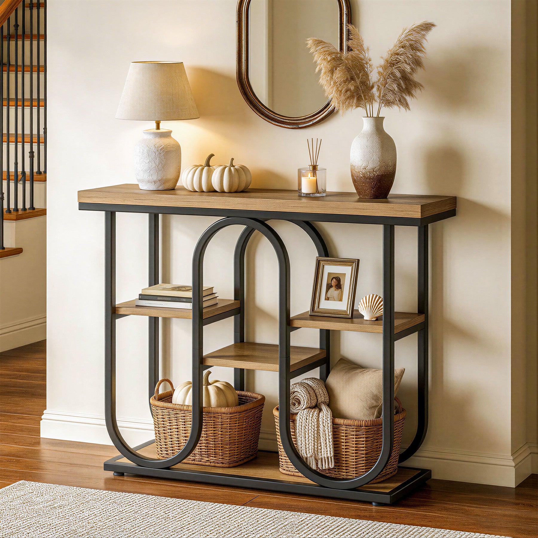 Tribesigns 39.4" Console Table, 4-Tier Industrial Sofa Table for Entryway