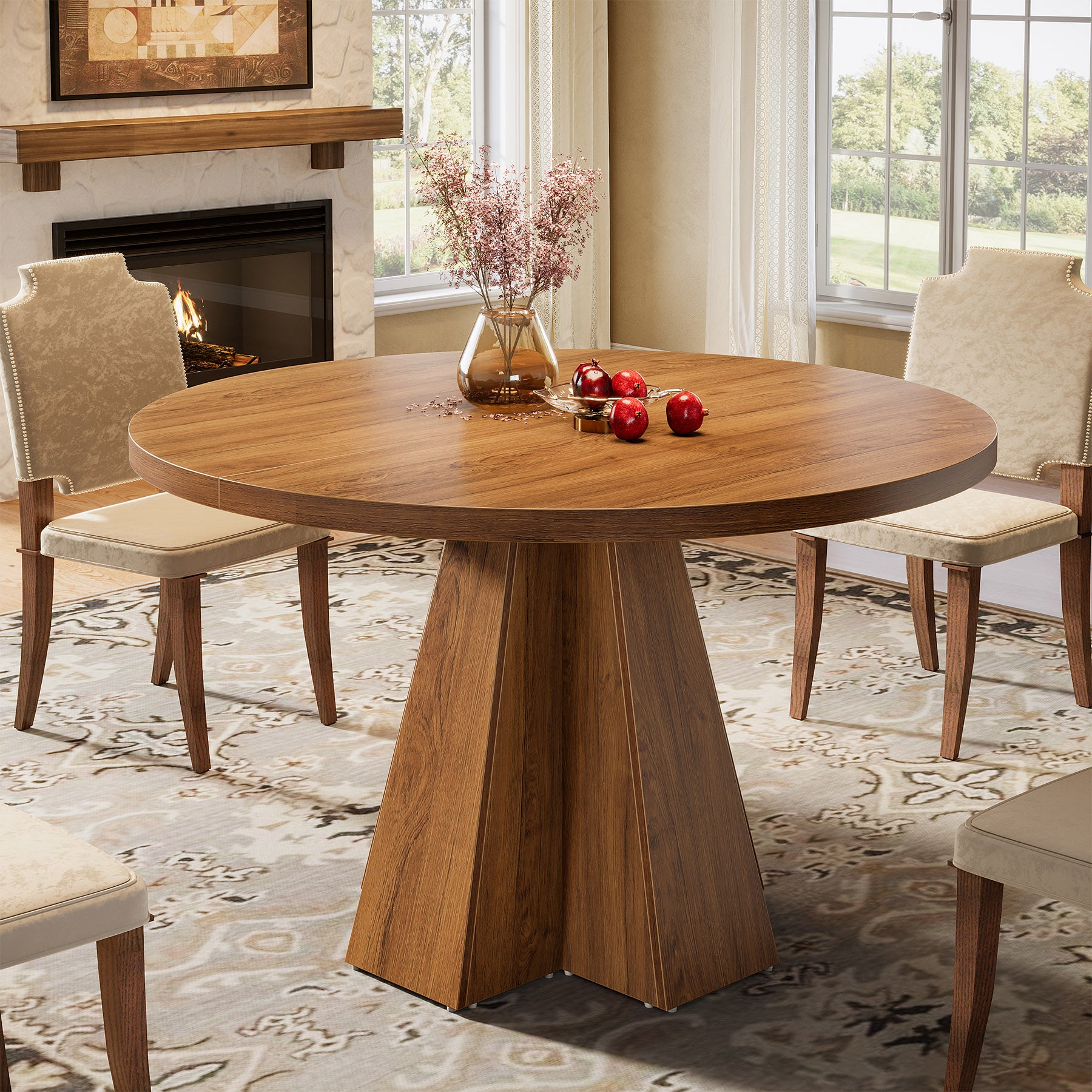 Tribesigns 47-Inch Round Dining Table, Sturdy Base with Thickened Top for Kitchen and Dining Room
