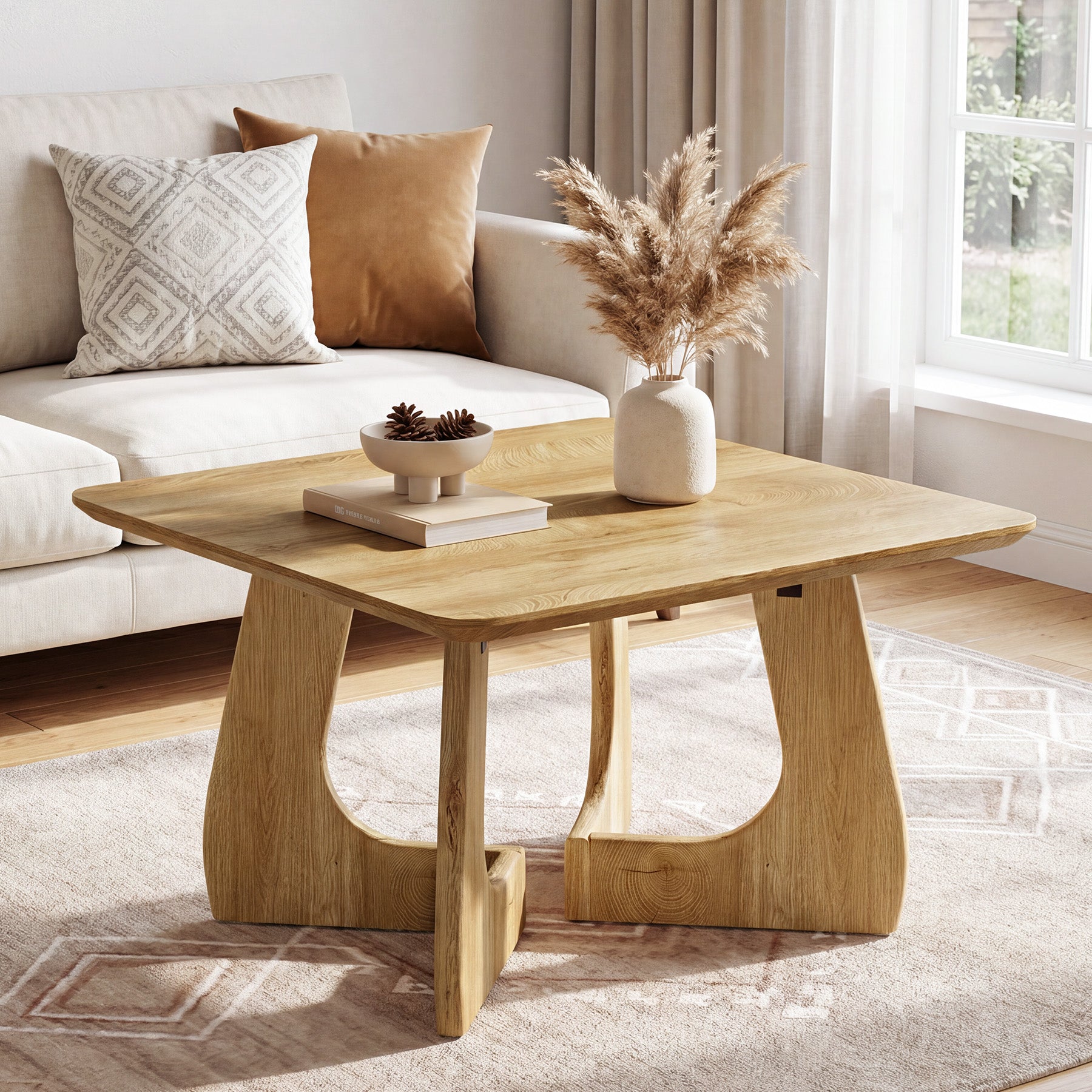 Tribesigns 31.5 Inch Square Coffee Table with Interlocking Legs, Mid-Century Table for Living Room