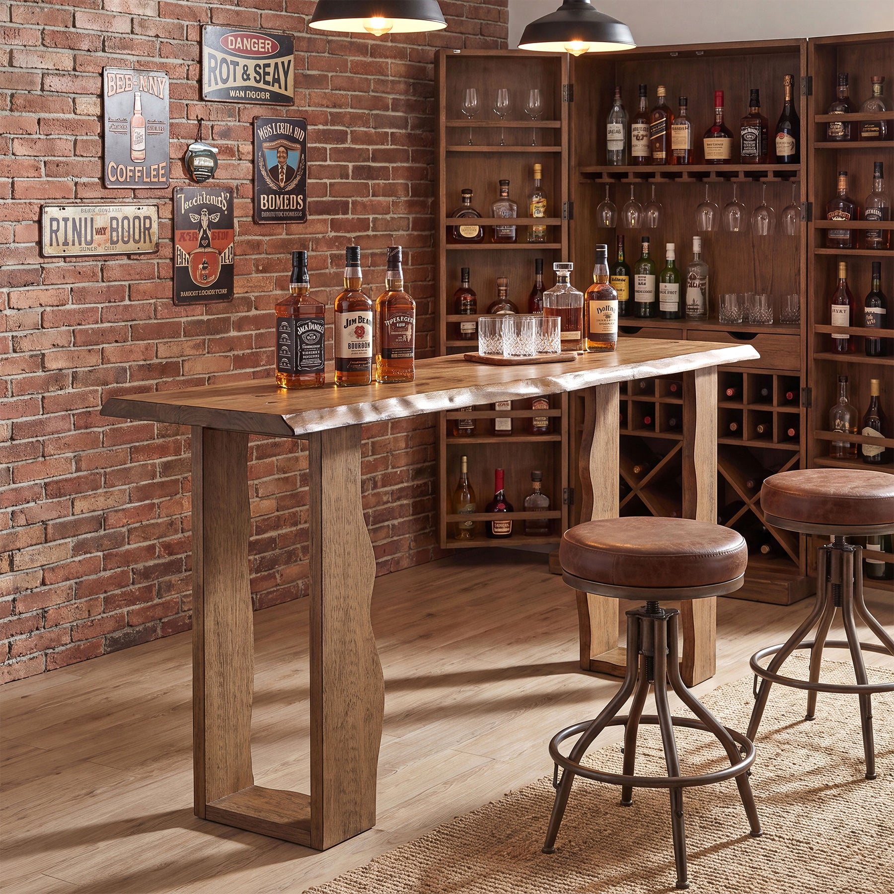 Tribesigns 70.9-Inch Solid Wood Bar Table, Extra Long Counter Height Pub Table with Wave Legs