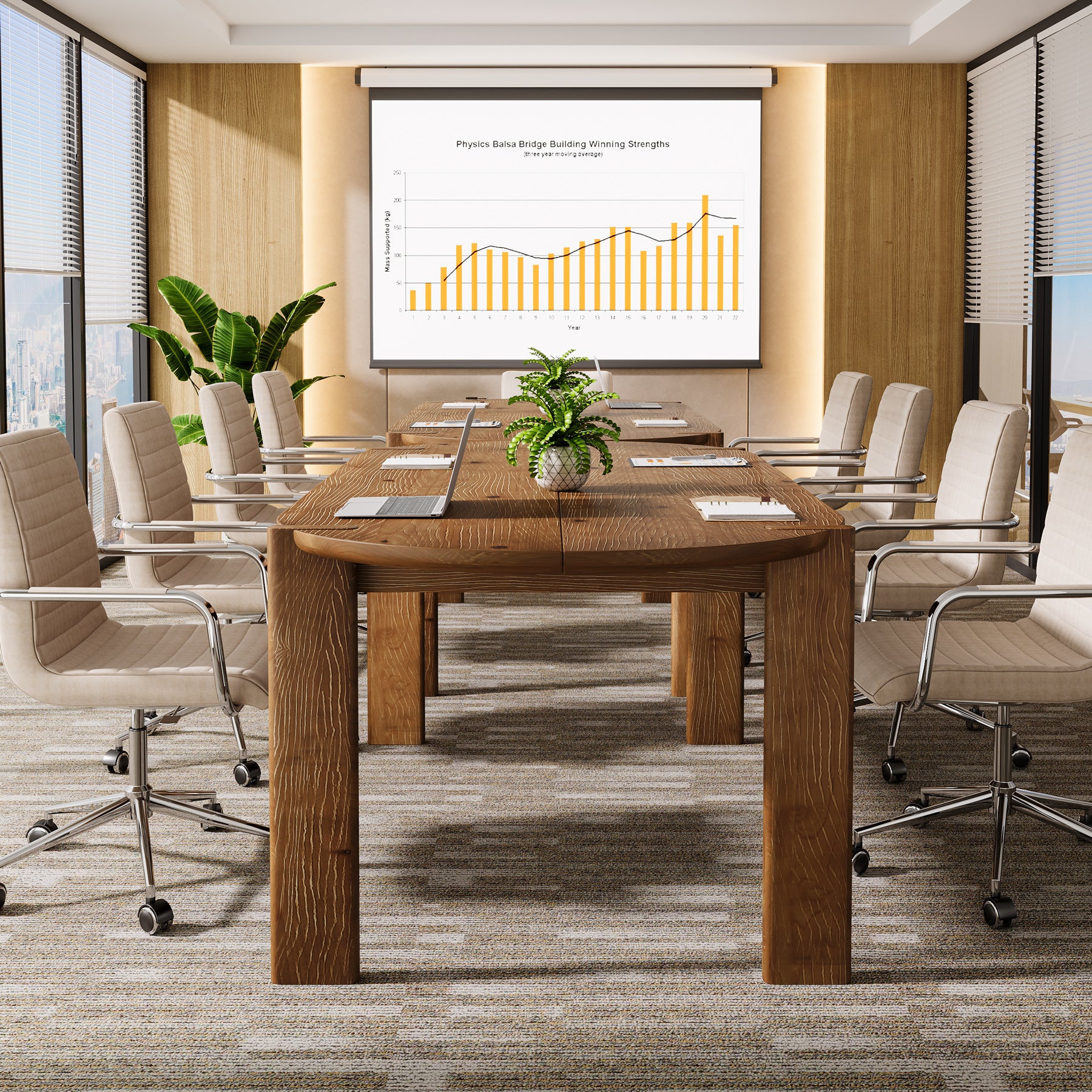 Tribesigns 63 Inch Solid Wood Conference Table with Rounded Edges