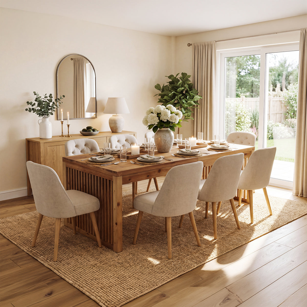 Tribesigns 79" Solid Wood Dining Table with Mission-Style Legs, Large Farmhouse Table for 6-8