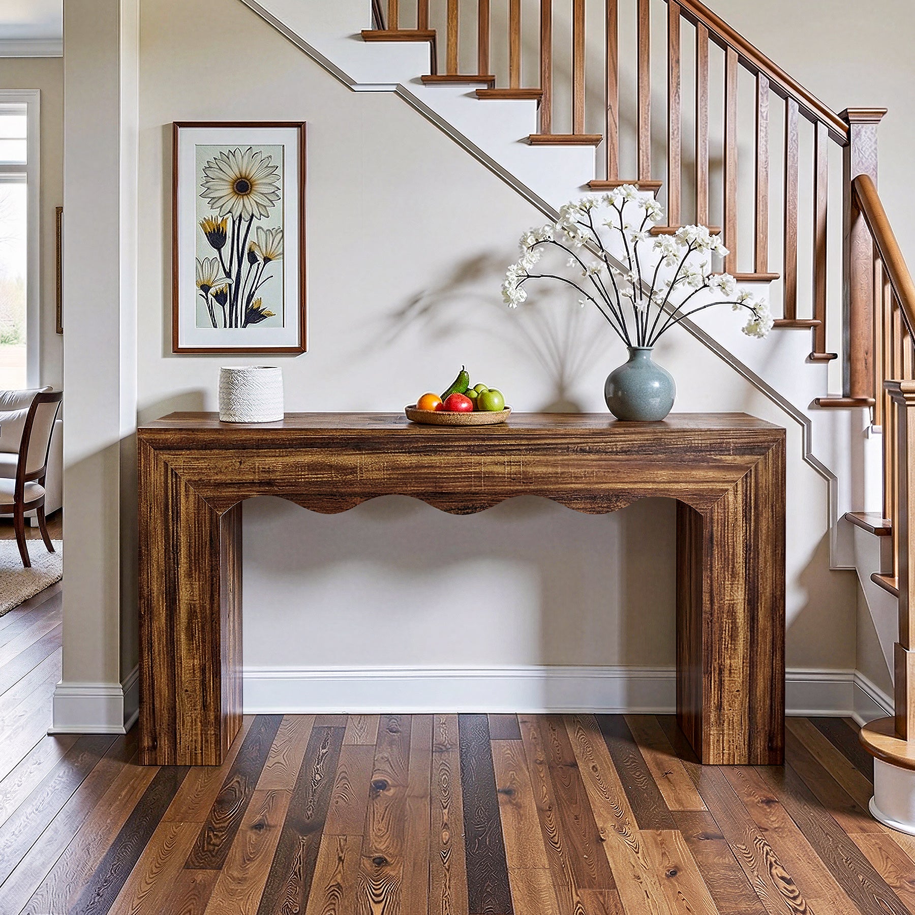 The Homestead Haven, 63" Narrow Farmhouse Console Table with Storage Base