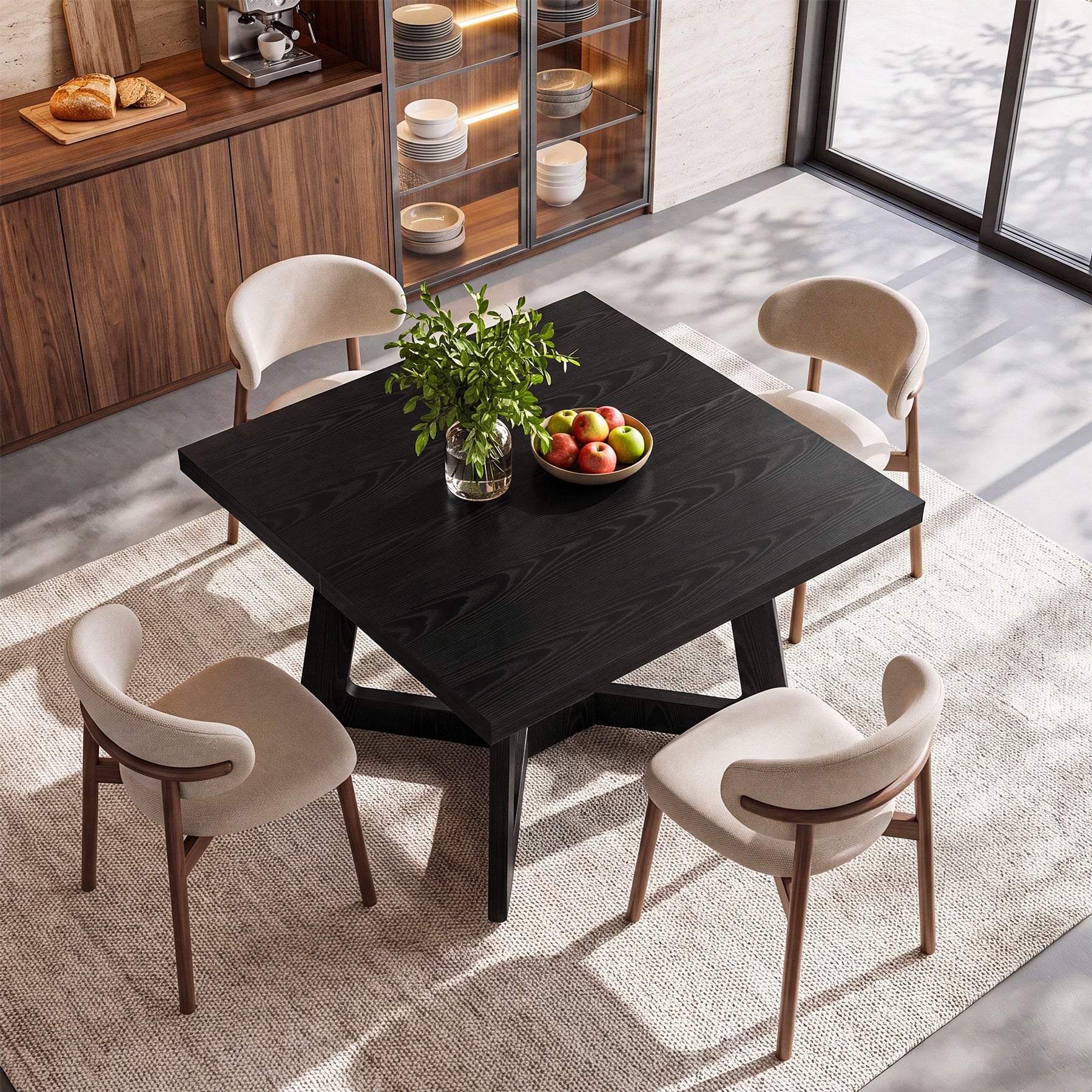 Tribesigns 39.37-Inch Square Dining Table for 2-4, Modern Black Kitchen Table with Stable Frame