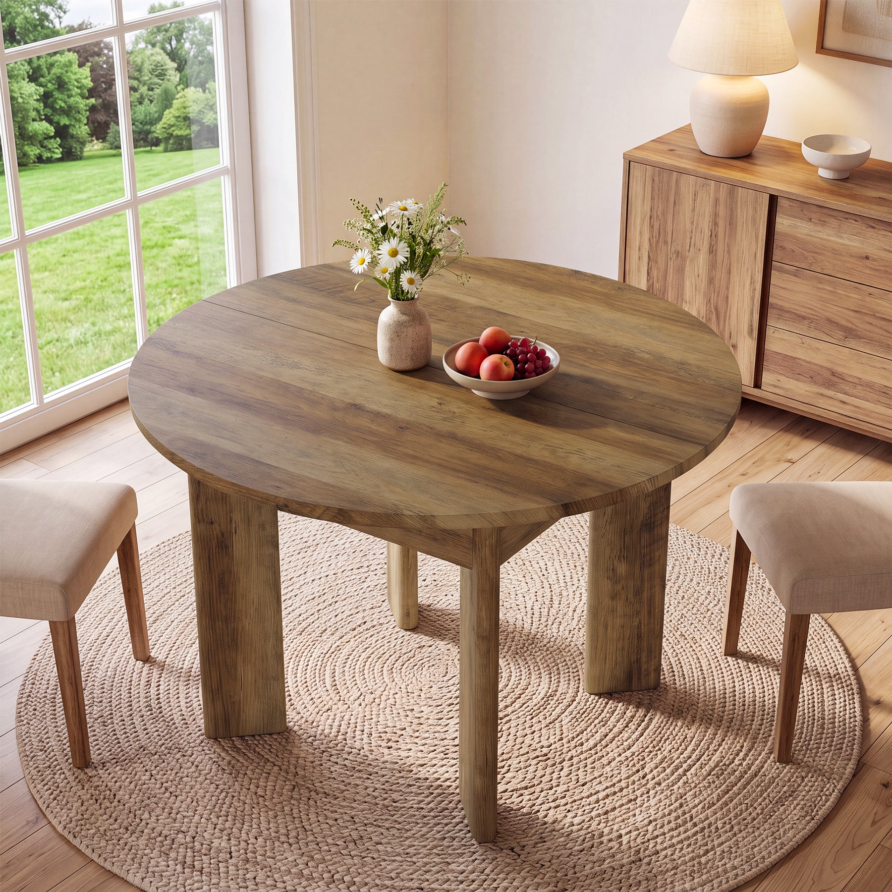 Tribesigns 39-Inch Round Dining Table for 4, Farmhouse Kitchen Table with Rounded Edge Design