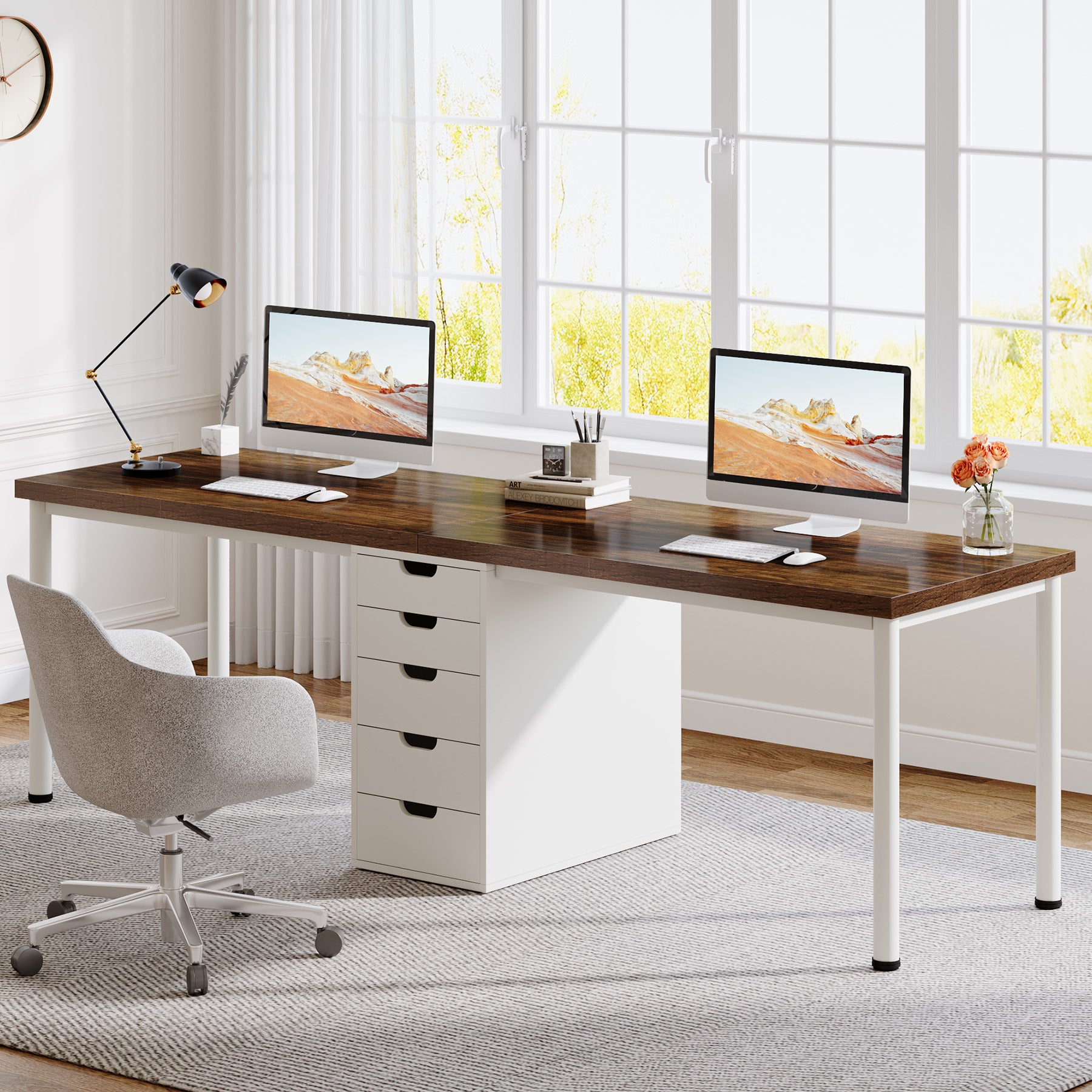 Tribesigns 78.7-Inch Two-Person Computer Desk with 5 Drawers, Double Office Workstation for Home Office