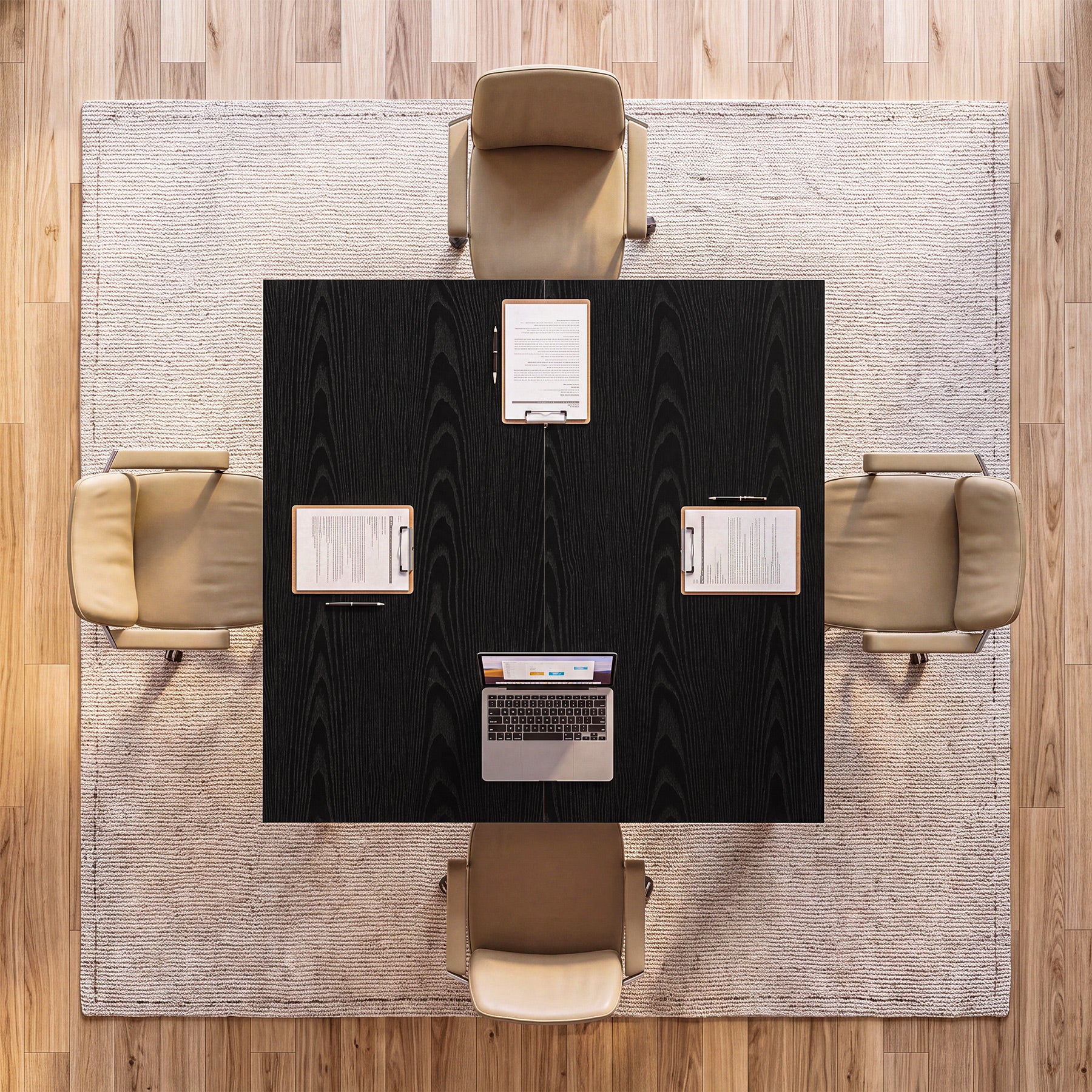 Tribesigns 39.37-Inch Square Conference Table for 2-4, Black Meeting Table with Stable Office Frame