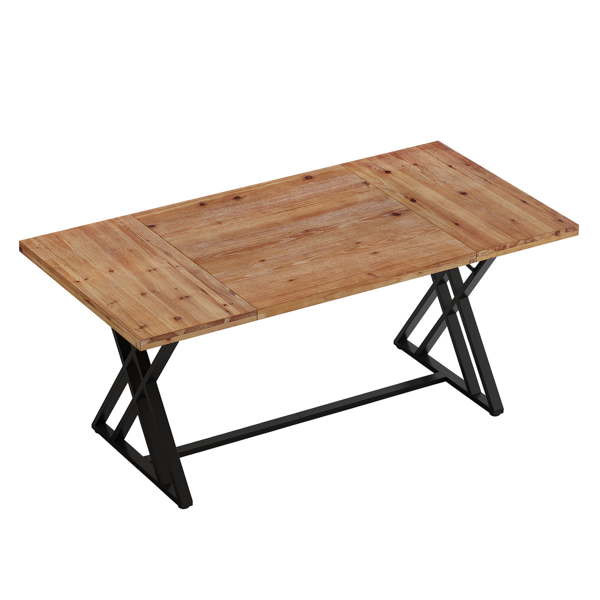 Tribesigns 63 Inch Solid Wood Computer Desk with X-Shaped Metal Legs, Farmhouse Home Office Desk