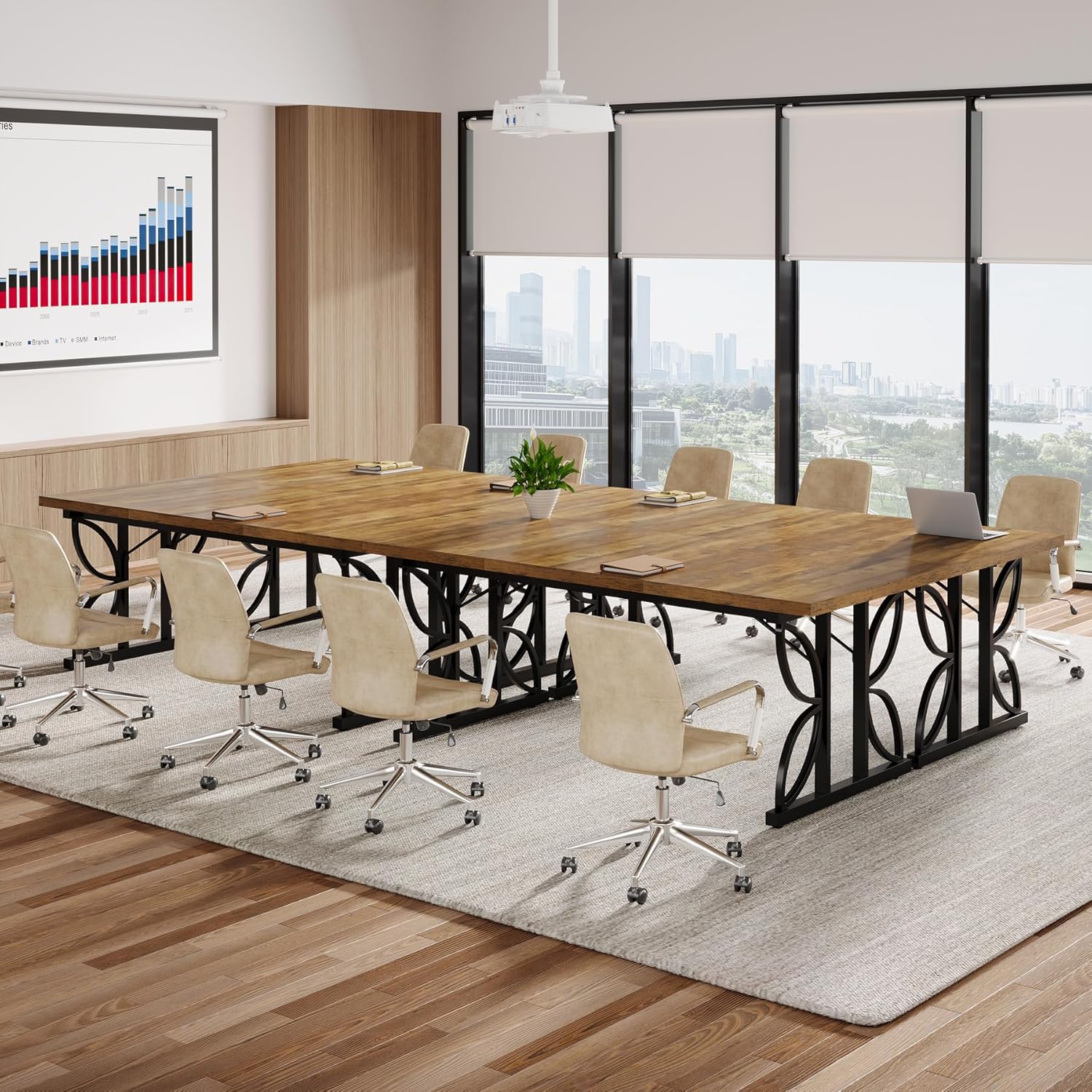 70.8" Industrial Computer Desk - Rustic Brown & Black Metal Frame Workstation
