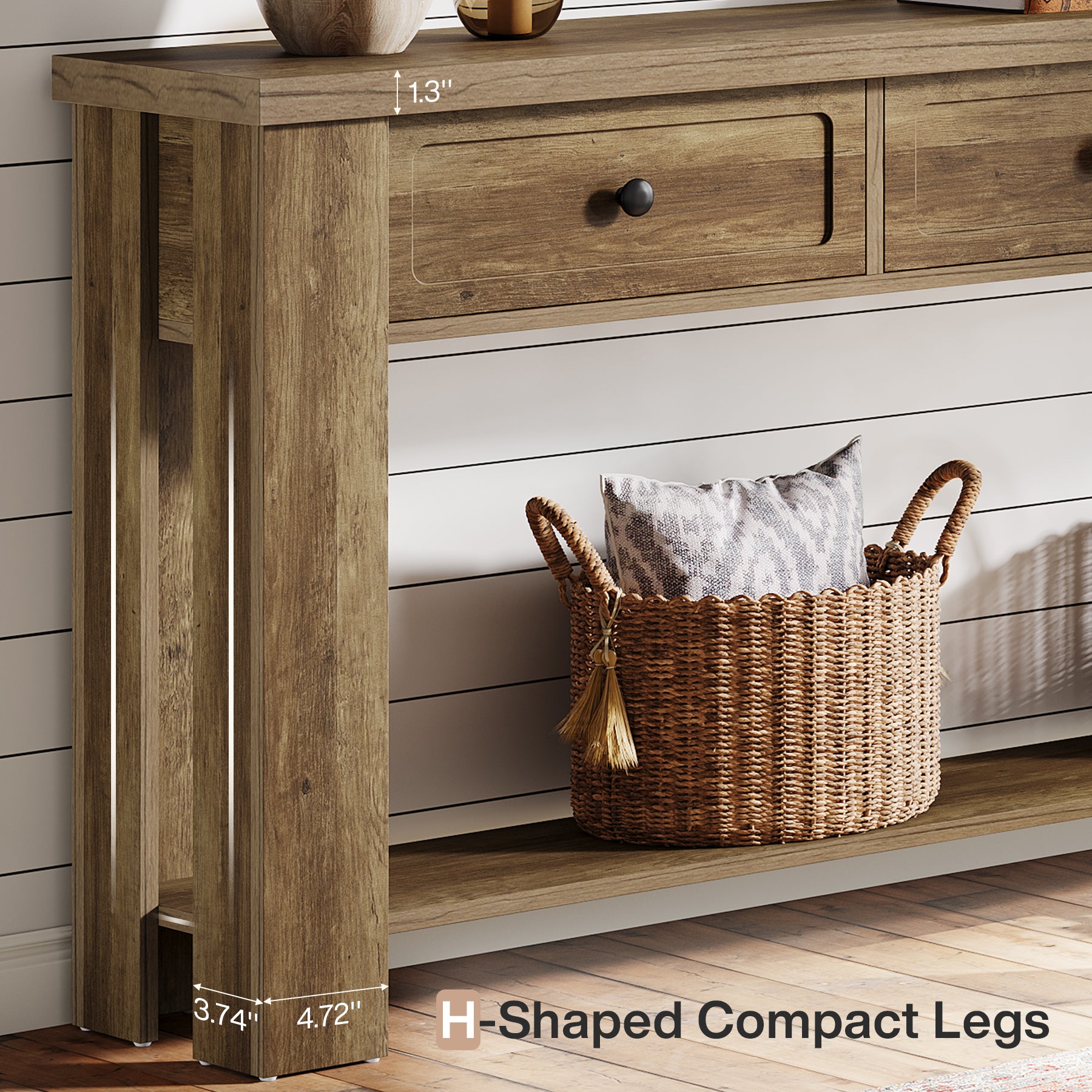 70.9-Inch Console Table with 3 Drawers, Narrow Farmhouse Sofa Table for Hallway