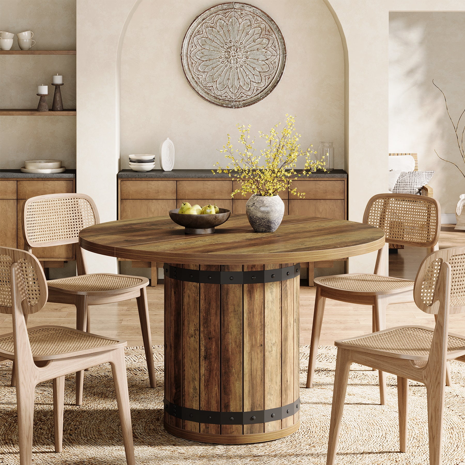 Tribesigns 39.37-Inch Round Dining Table, 4-Person Kitchen Table