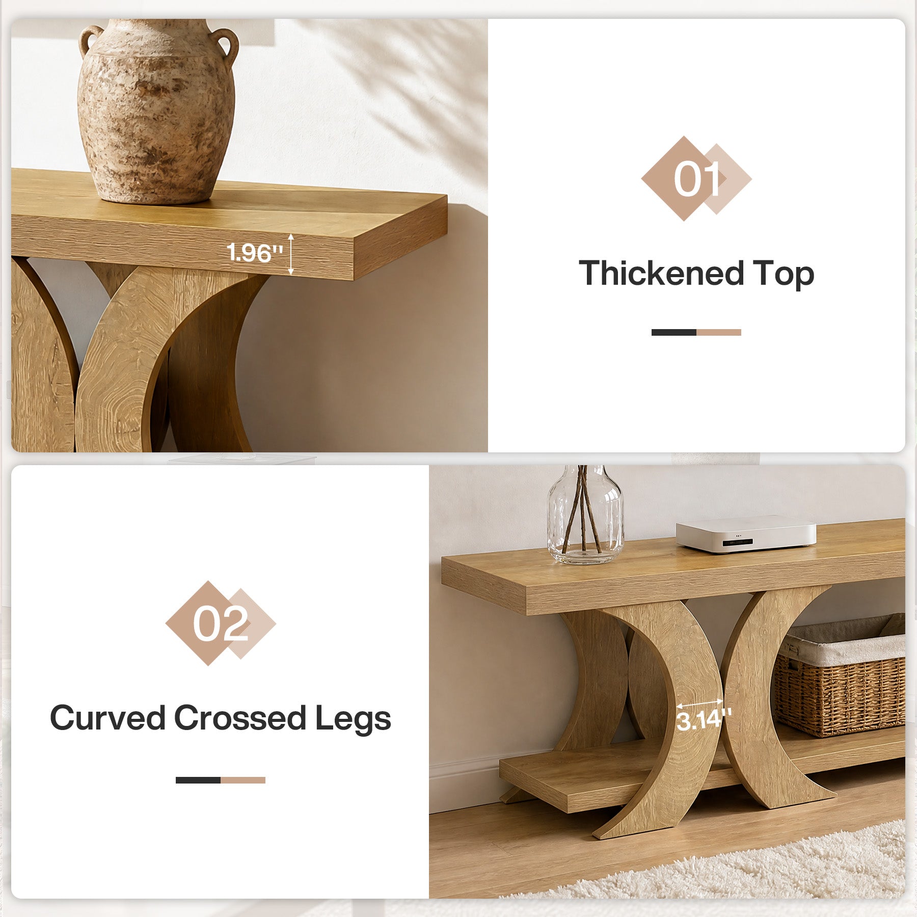 Tribesigns 70.87-Inch Extra Long TV Stand with Open Shelf, Farmhouse Media Console for Living Room