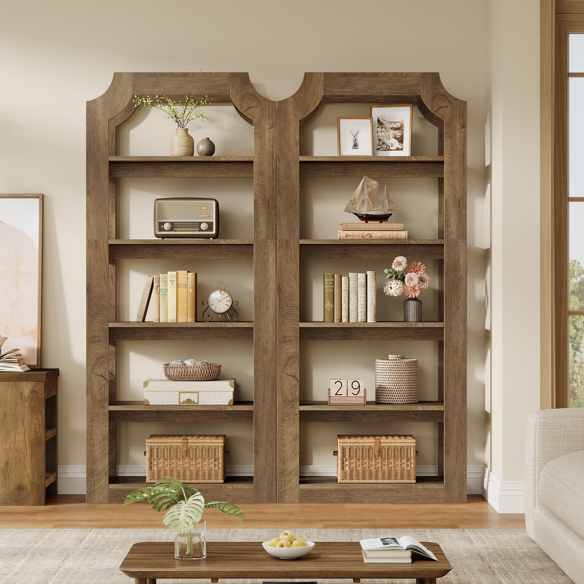 Tribesigns 70 Inch Tall 5-Tier Bookshelf with 31.5 Inch Wide Shelves, Farmhouse Bookcase for Living Room and Office