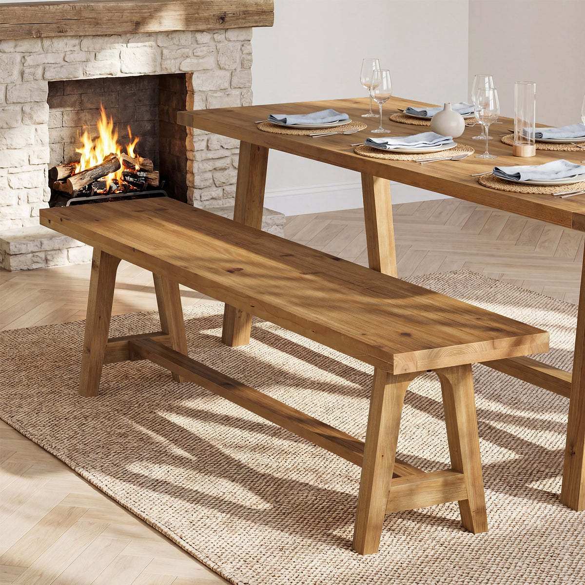 Tribesigns 63-Inch Solid Wood Dining Bench, Farmhouse Kitchen Bench for Dining Room