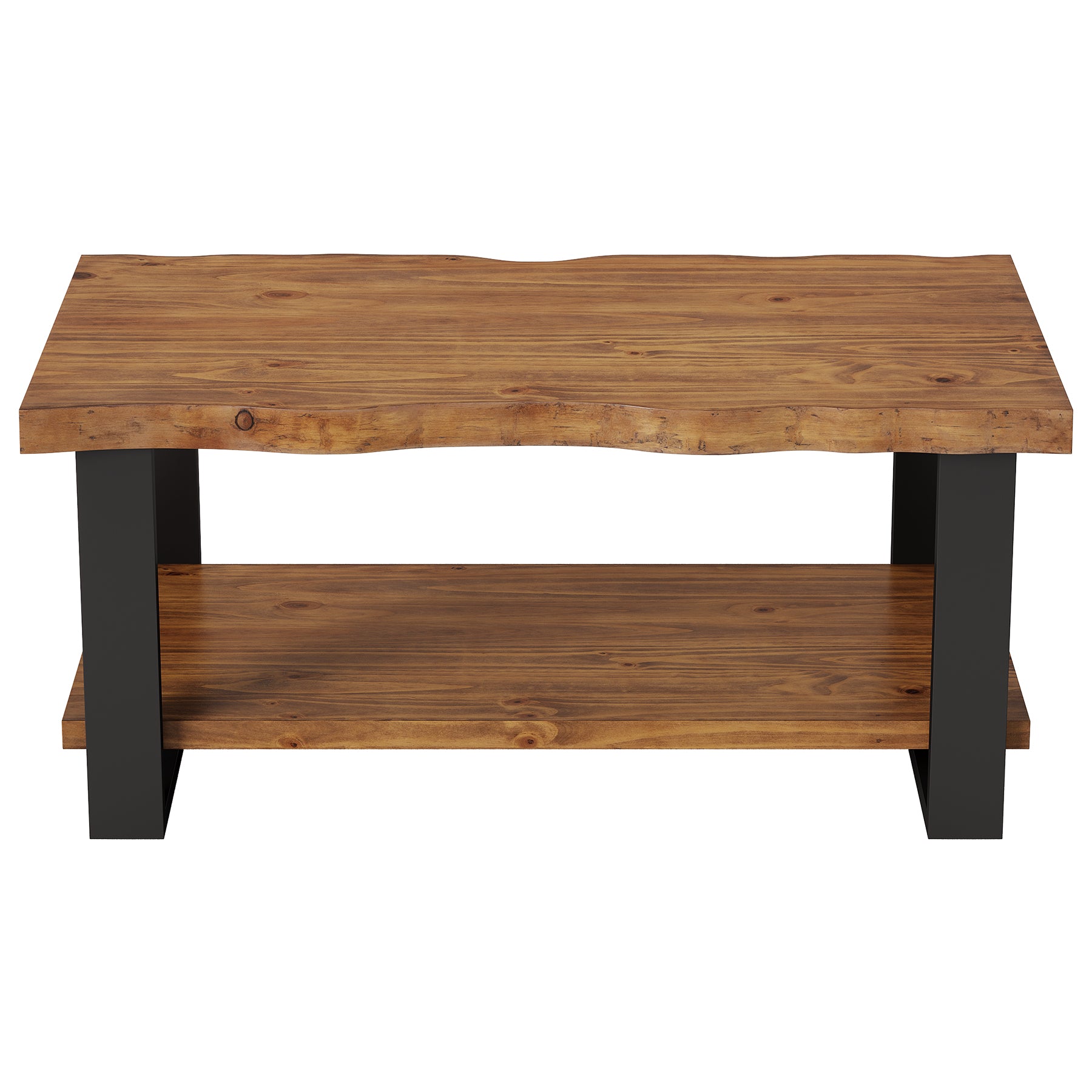 Tribesigns 47-Inch Solid Wood Coffee Table with Live Edge Top, 2-Tier Storage Table for Living Room