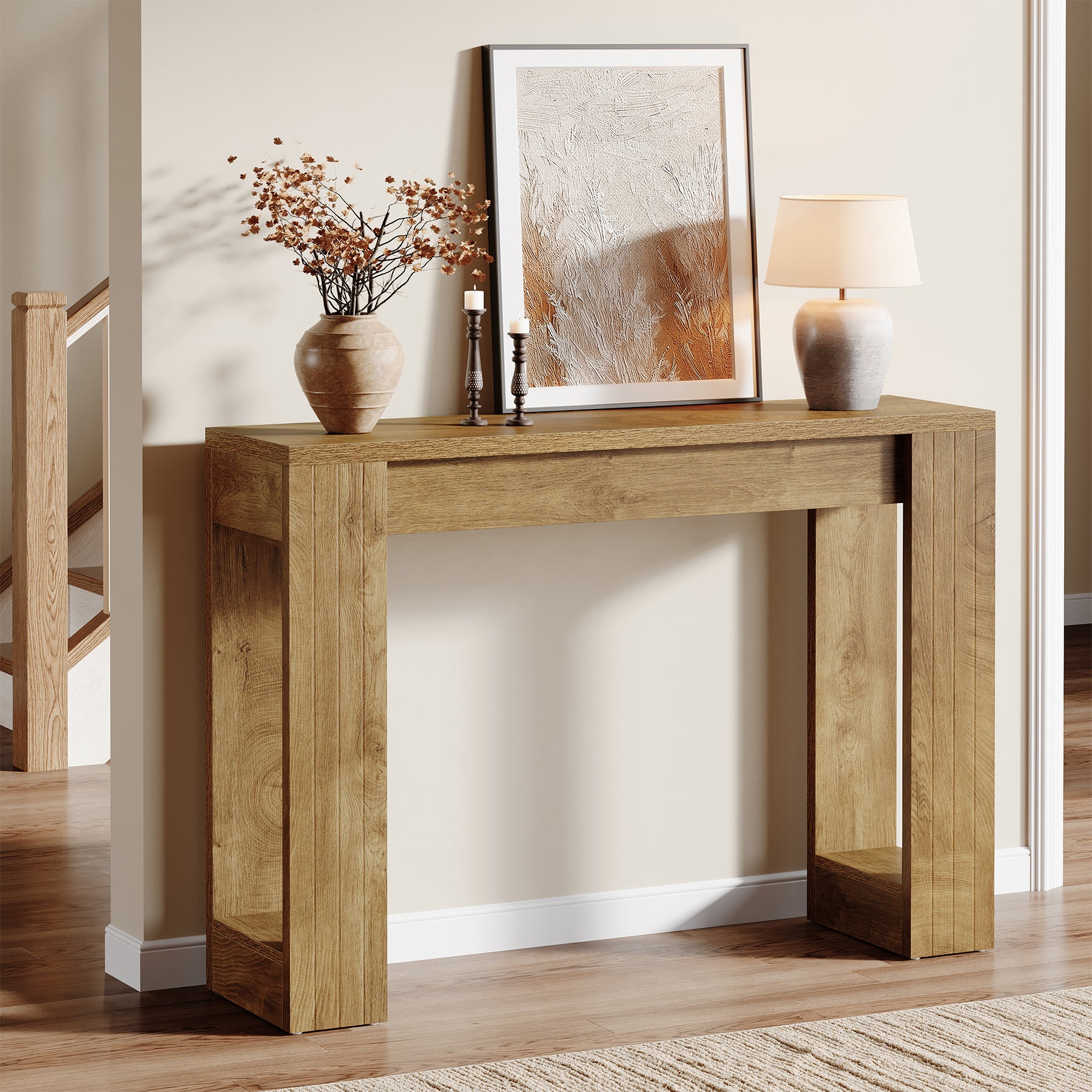Tribesigns 41.3-Inch Wood Console Table for Entryway, Modern Sofa Table with Double Wooden Base