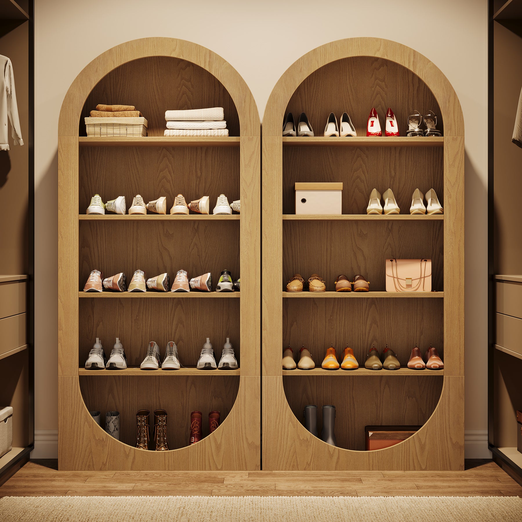 71 Inch Tall Arched Shoe Rack with 5 Tier Storage, Freestanding Shoe Organizer