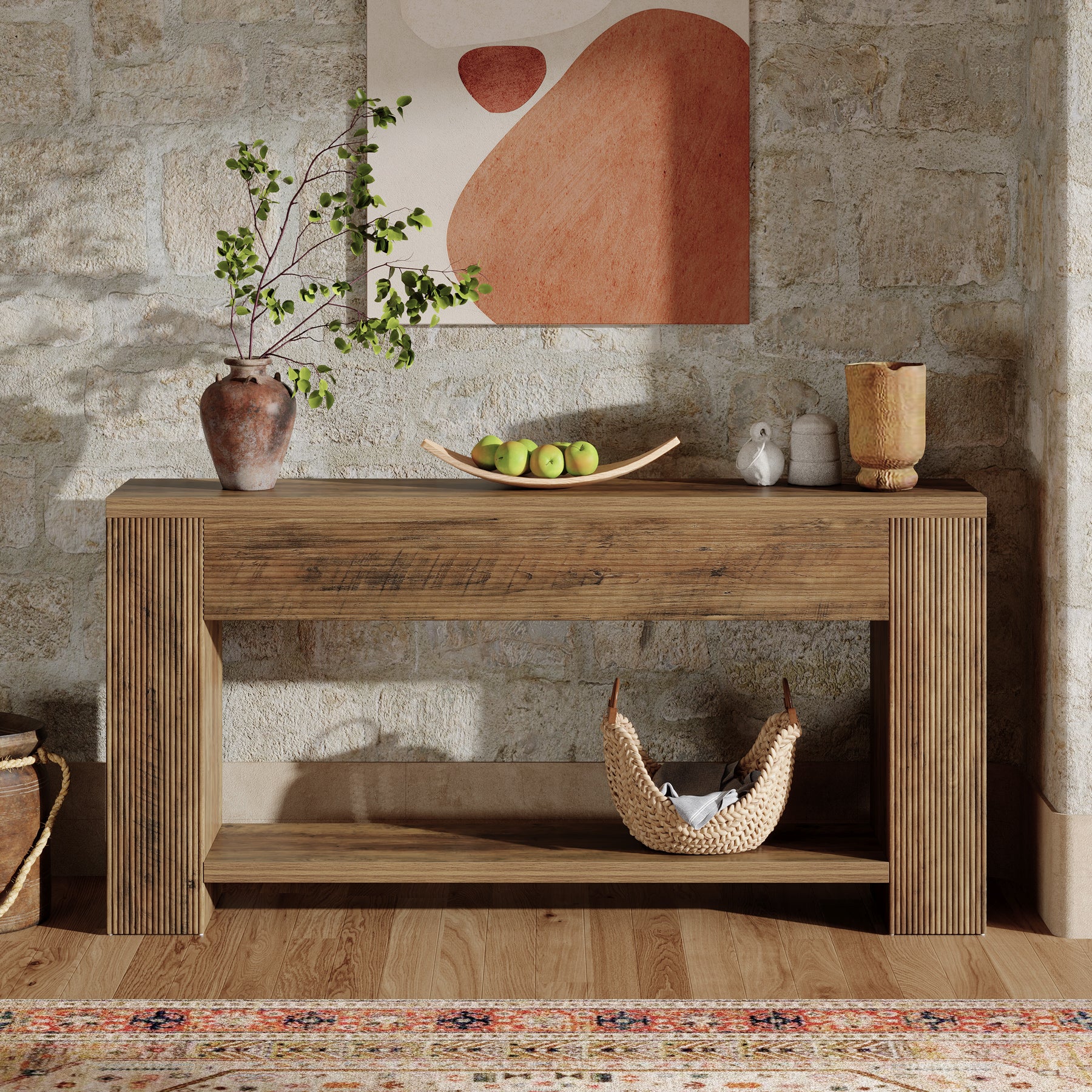 Tribesigns 70.9-Inch Console Table, Farmhouse Fluted Sofa Table for Entryway and Living Room