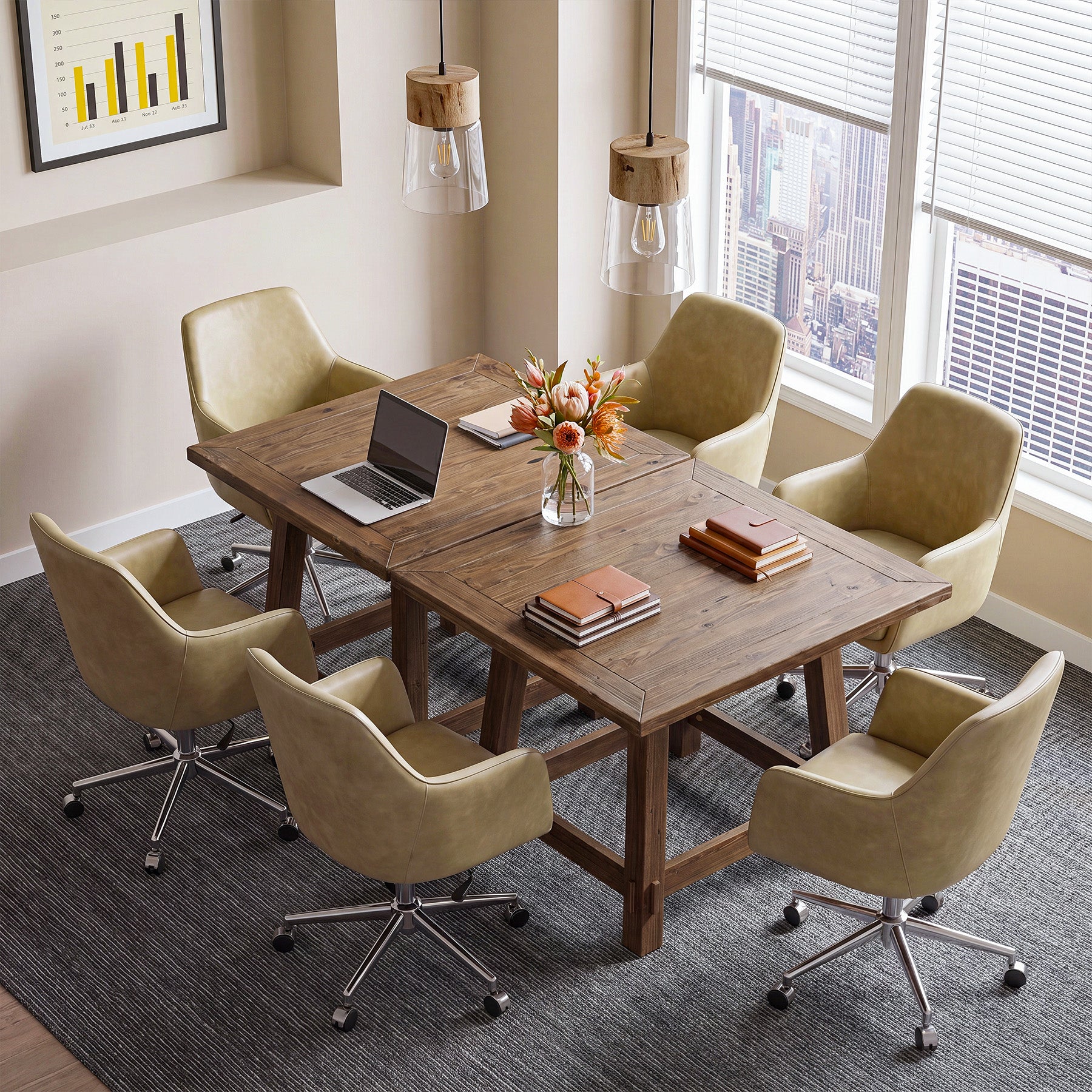 Tribesigns 31.49-Inch Solid Wood Conference Table for 4, Square Meeting Table for Home Office
