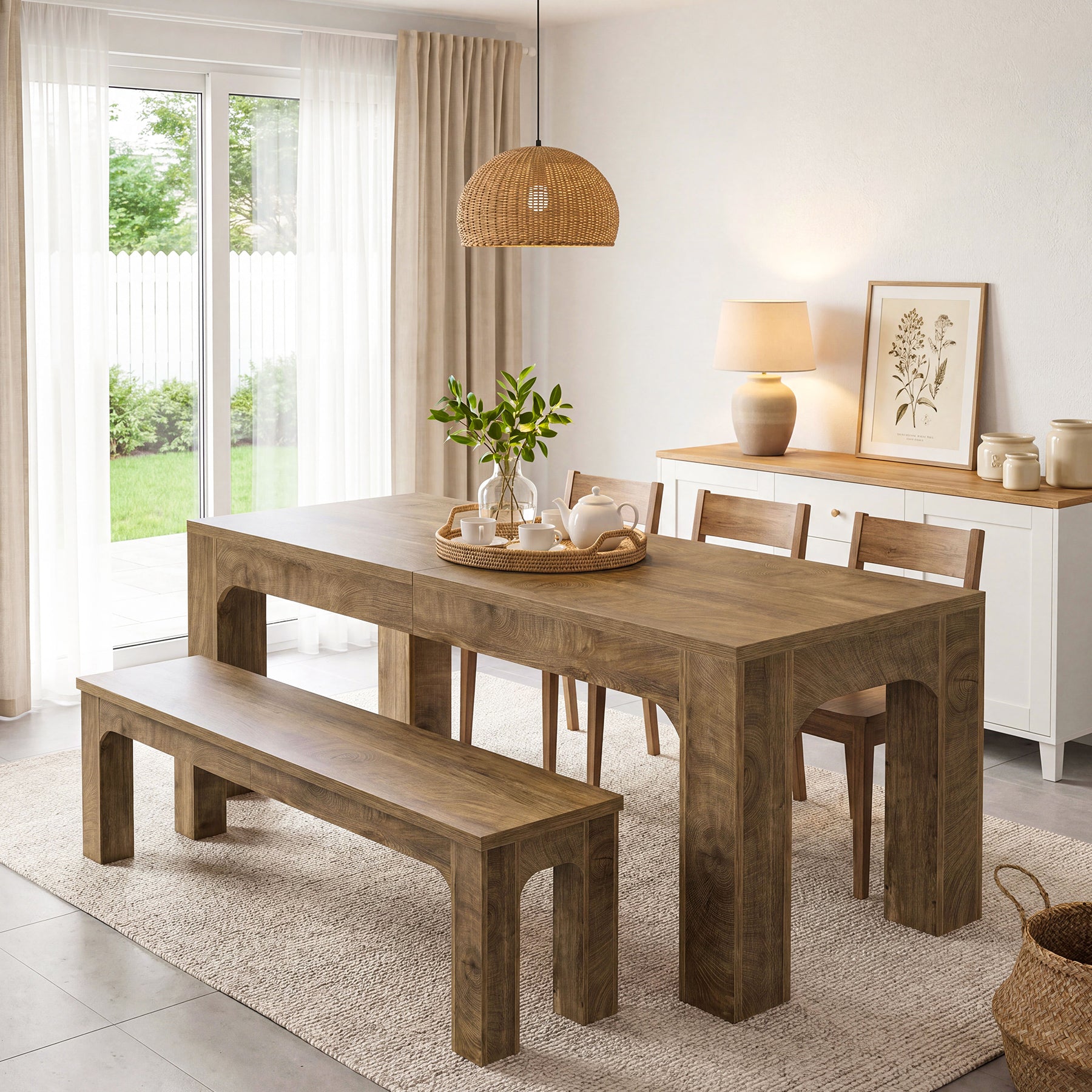 Tribesigns 70.9-Inch Dining Table for 4-6, Farmhouse Rectangular Table with Heavy-Duty Legs
