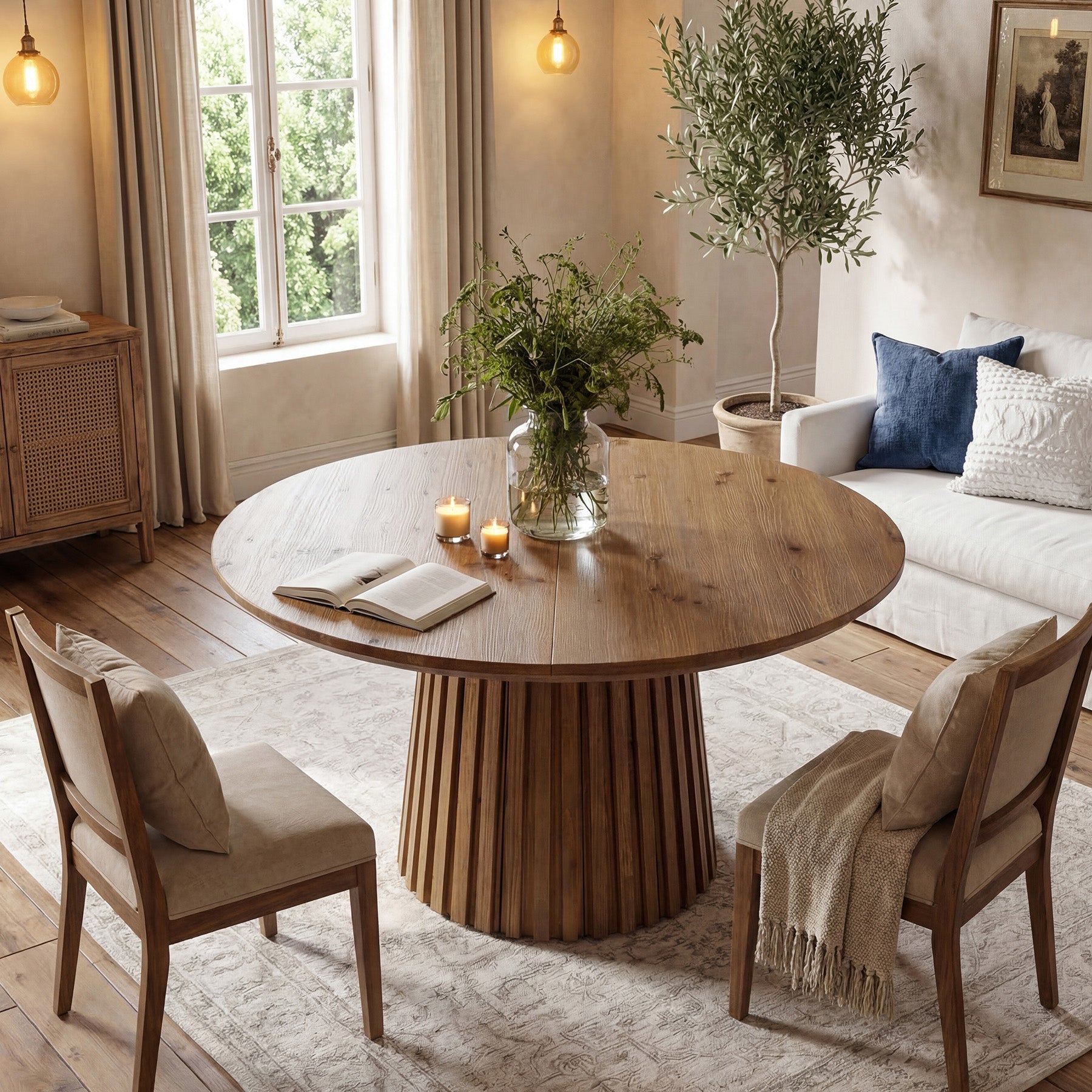 Tribesigns 47.24" Round Dining Table, Solid Wood Kitchen Table for Dining Room