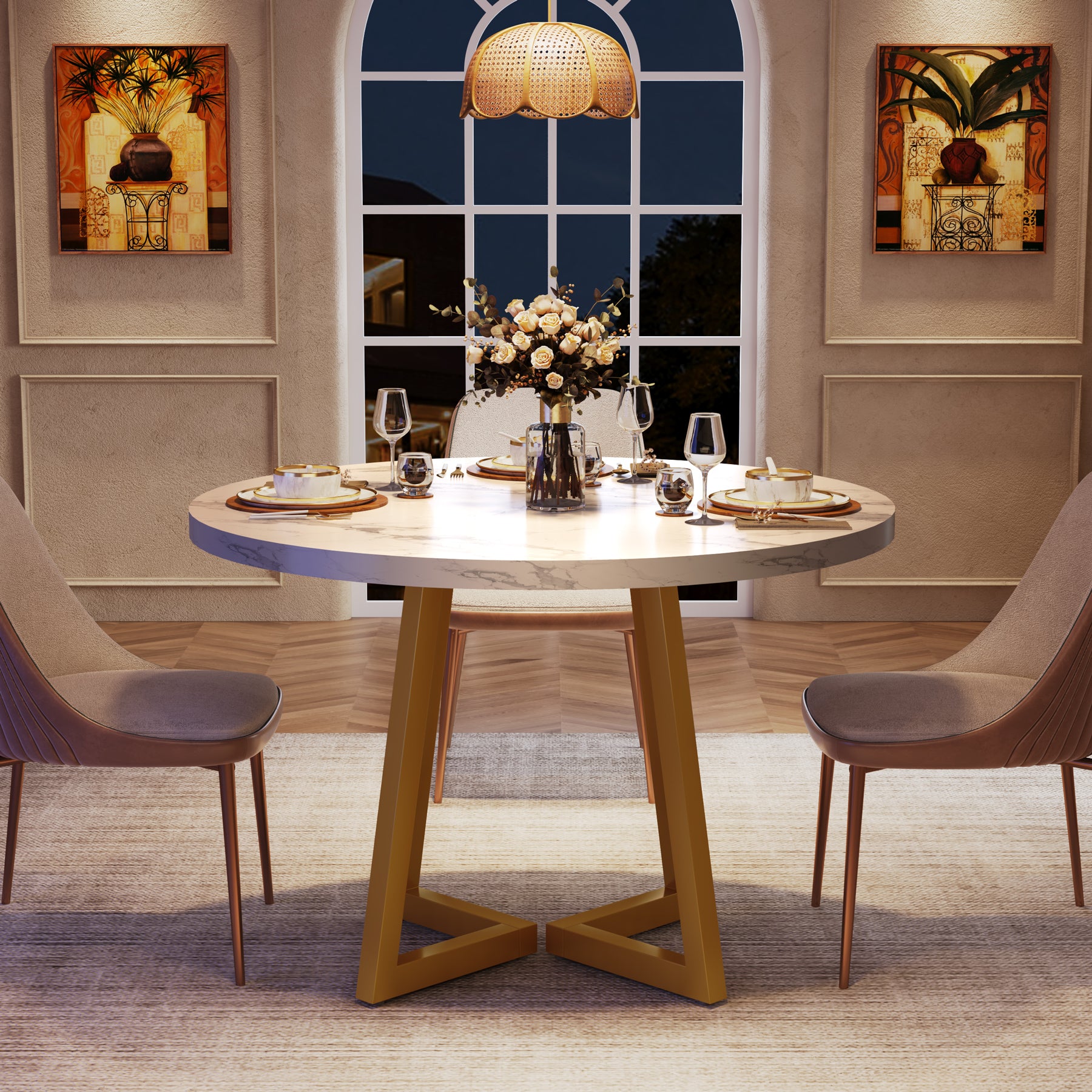 31.5" Industrial Round Dining Table Cafe-Style Table