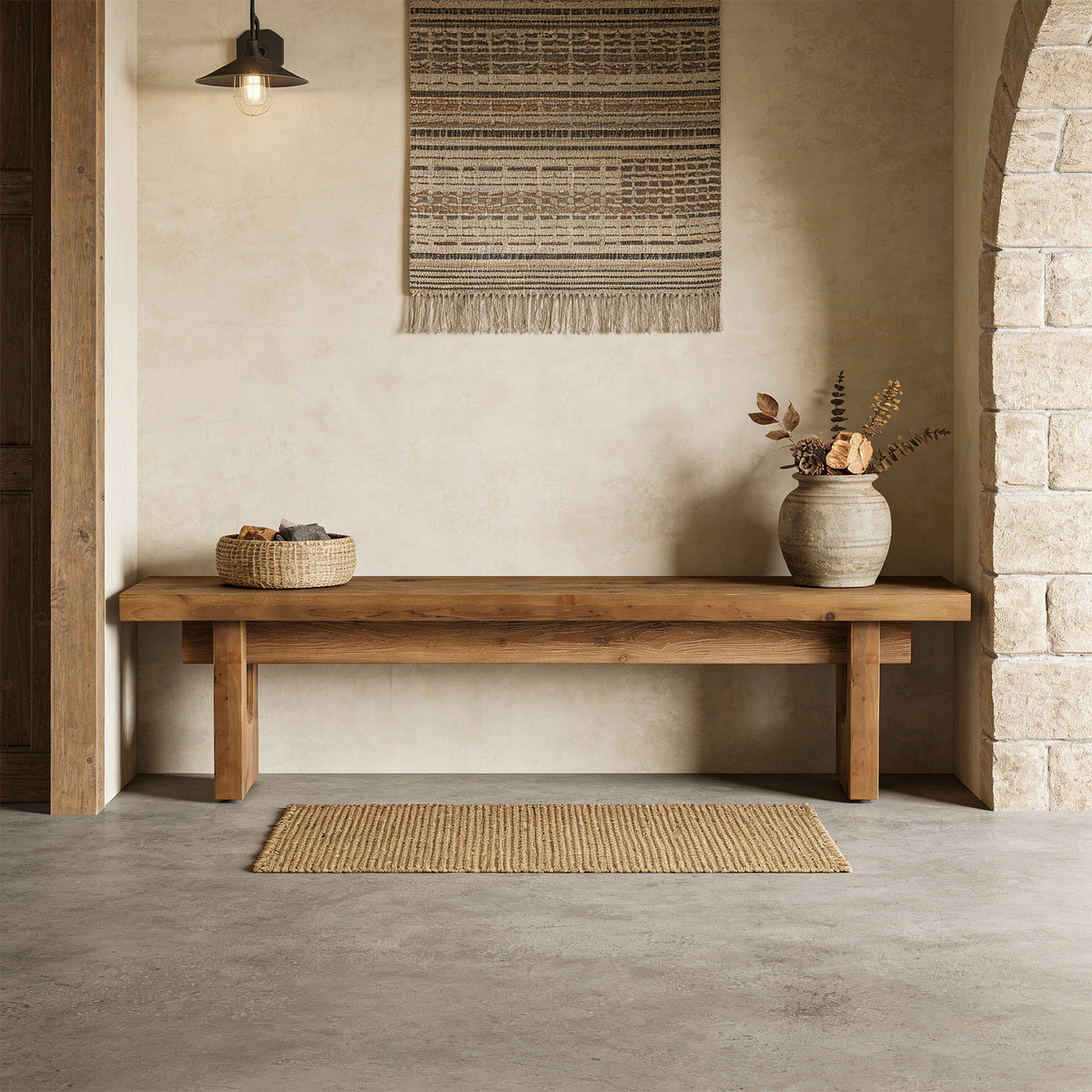 Tribesigns 63-Inch Solid Wood Dining Bench for 3-4, Farmhouse Wooden Bench for Kitchen and Entryway
