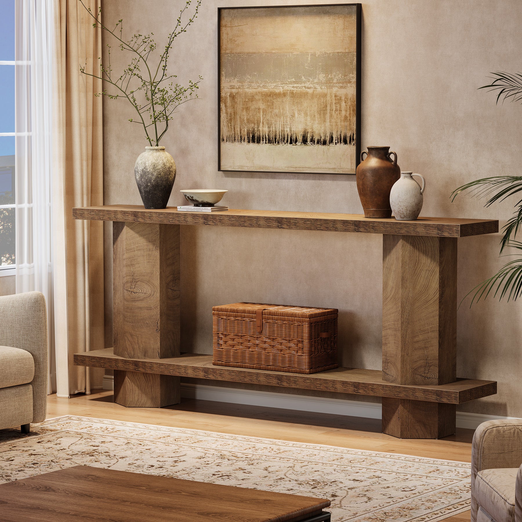 70.87-Inch Wooden Console Table for Entryway, Long Sofa Table Behind Couch