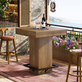 Tribesigns 31.5-Inch Square Bar Table with Metal Footrest, Industrial Pub Table for Small Kitchens 3